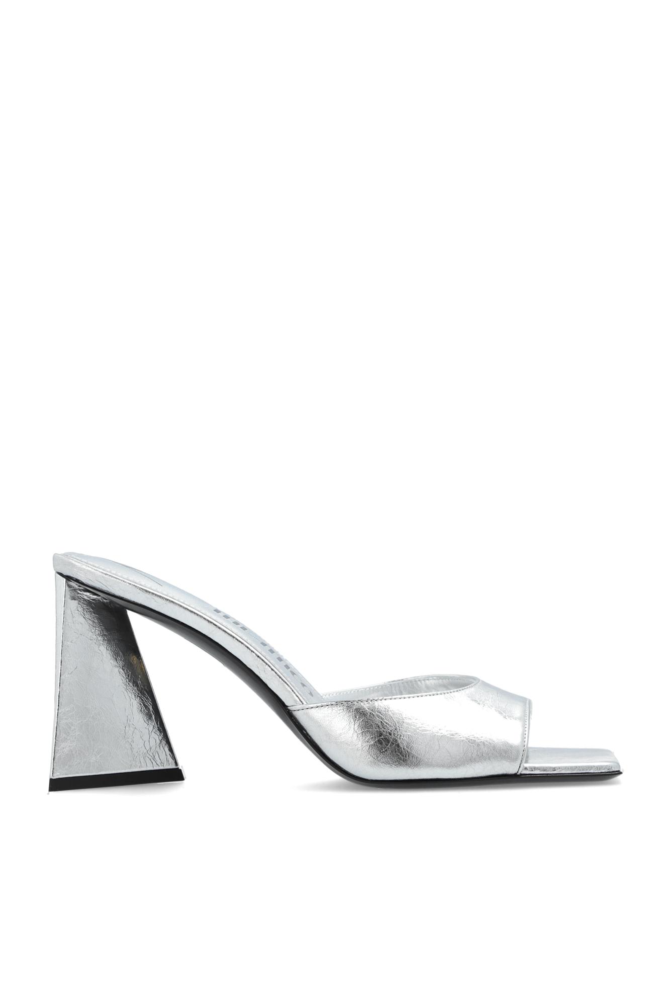 Shop Attico Heeled Slippers `mini Devon` In Silver