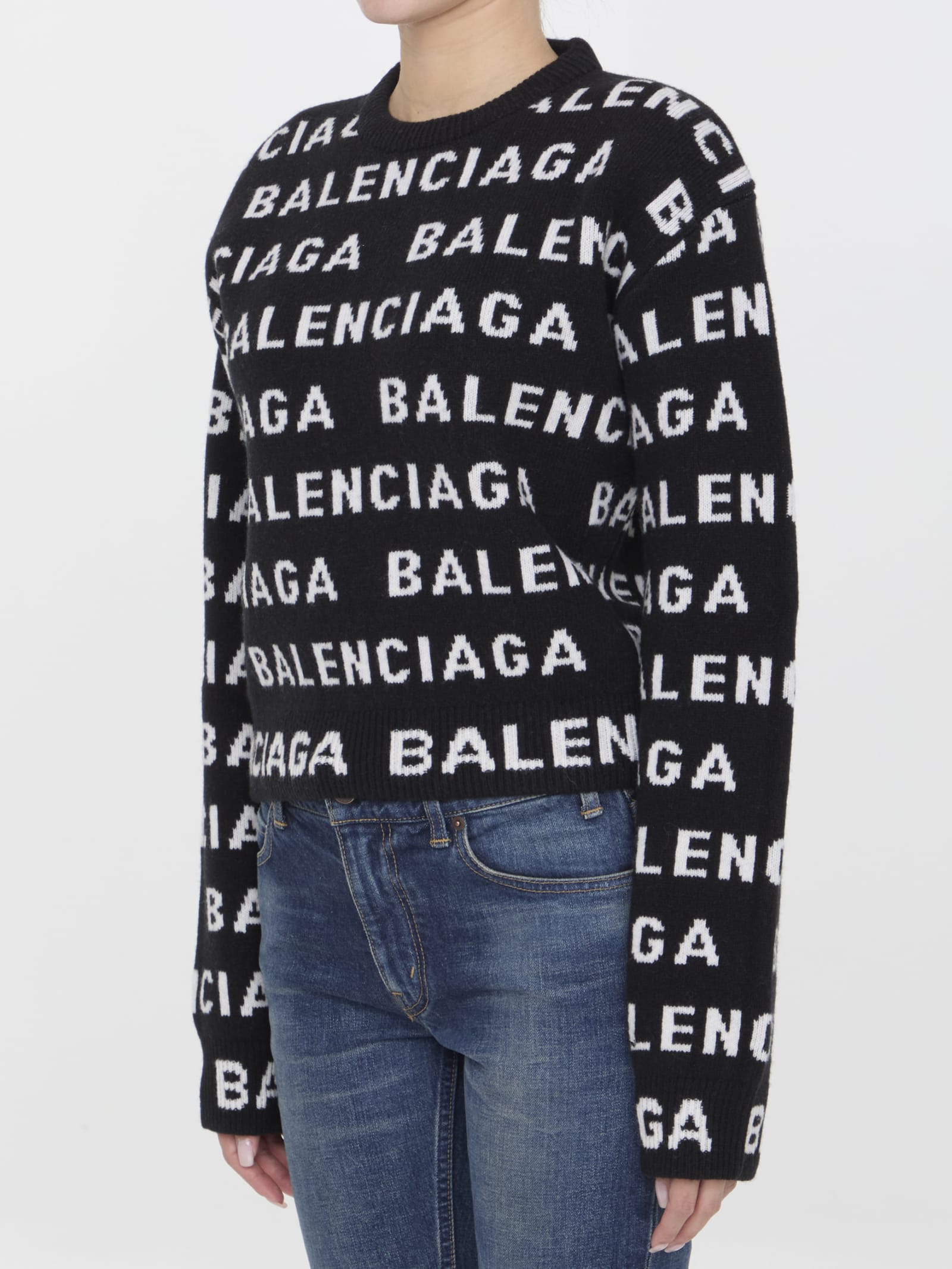 Shop Balenciaga Allover Logo Sweater