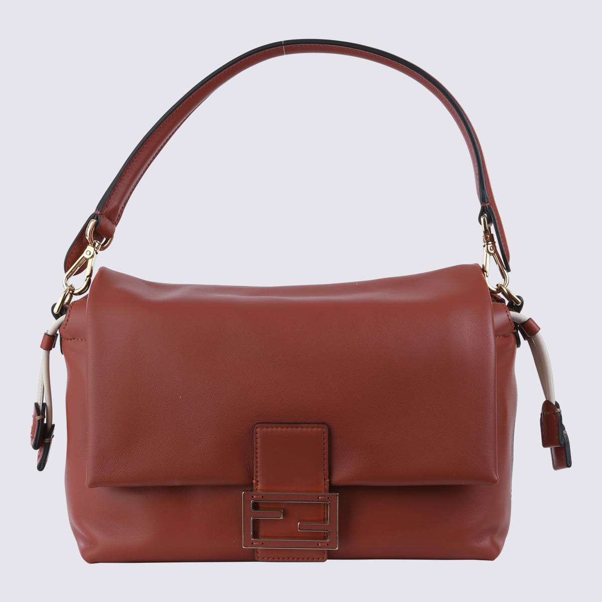 Fendi Brown Leather Mamma Baguette Medium Shoulder Bag