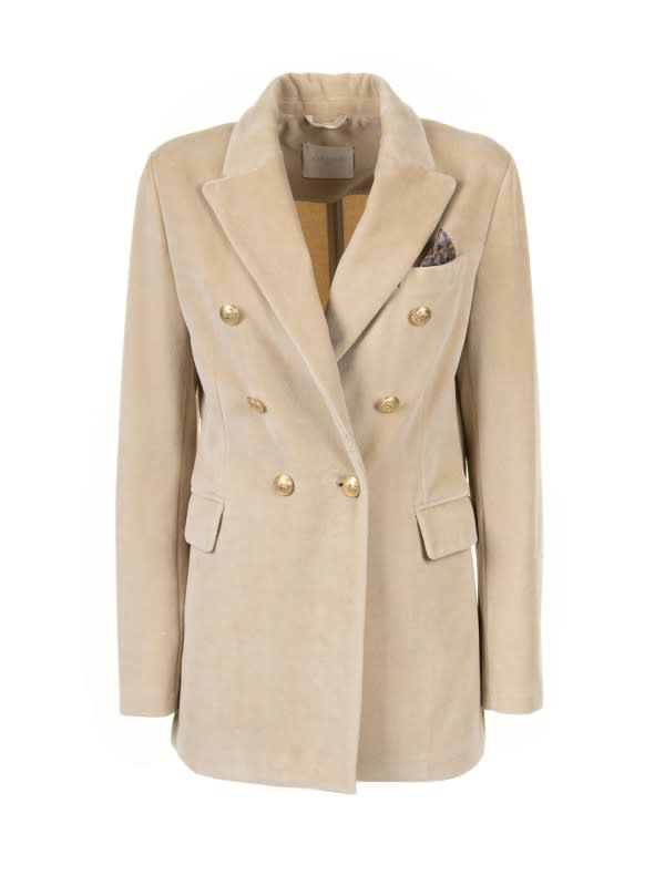 Shop Circolo 1901 Giacca D.petto Velluto In Crema