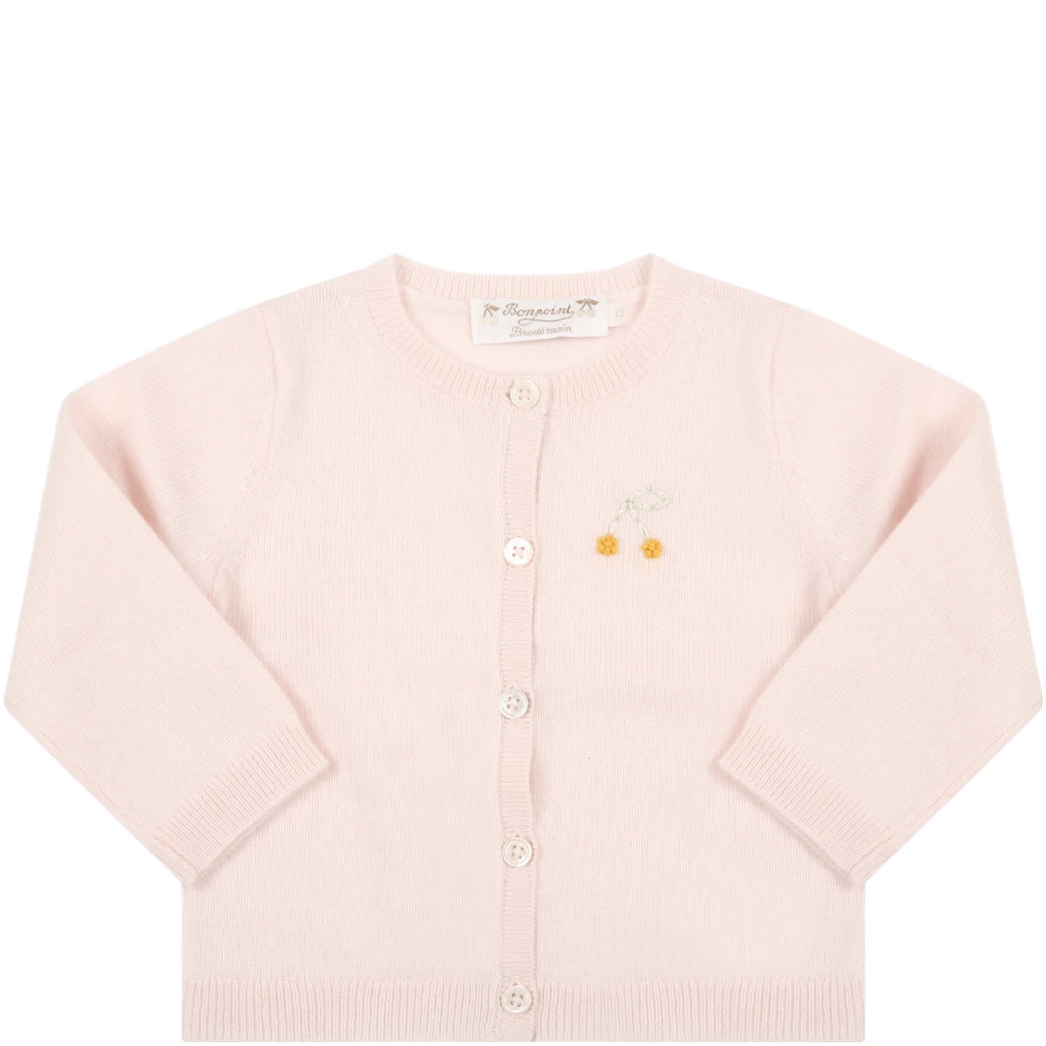 Bonpoint Pink Cardigan For Baby Girl