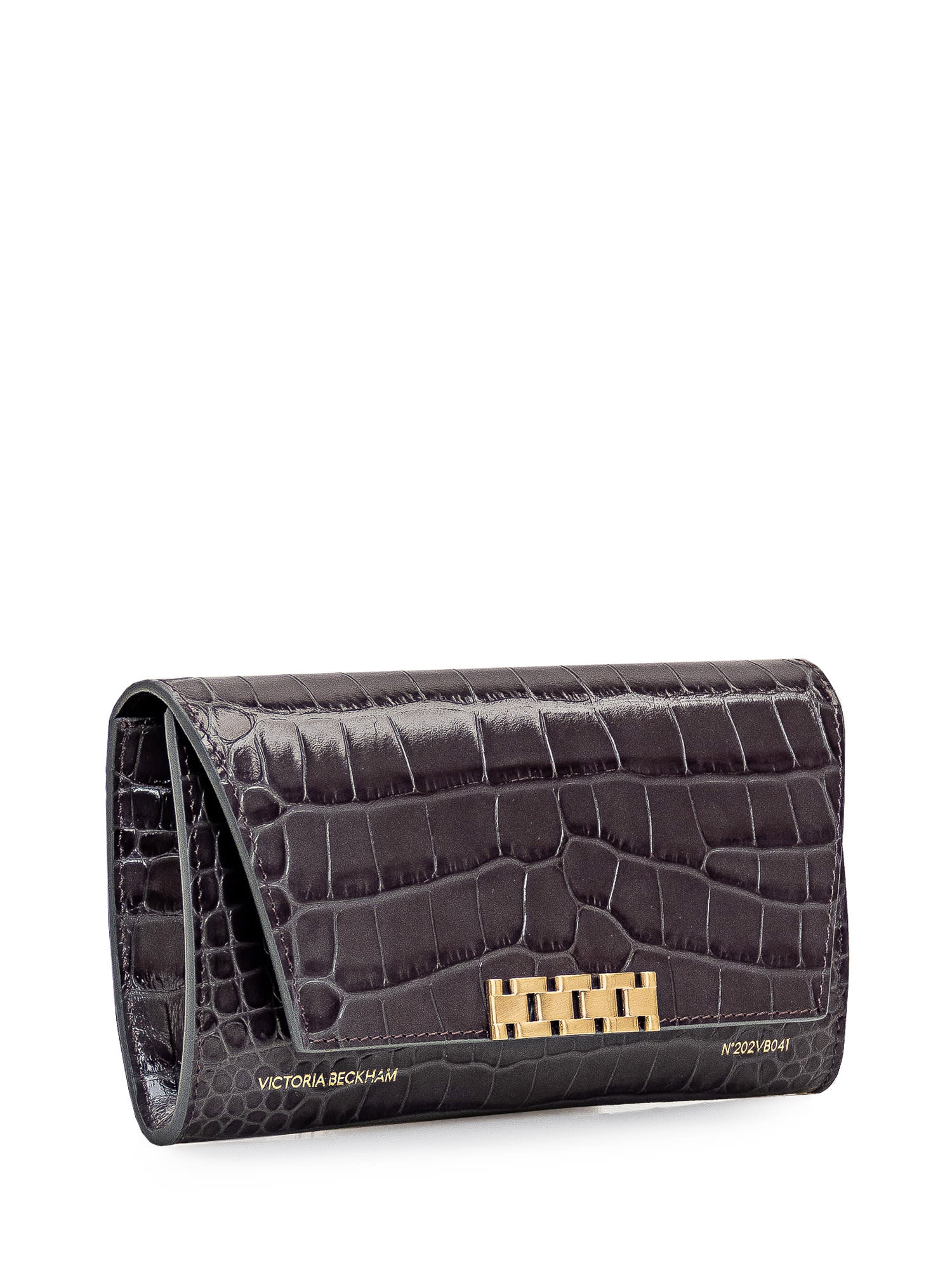 Shop Victoria Beckham Wallet With Chain In Slate Grey