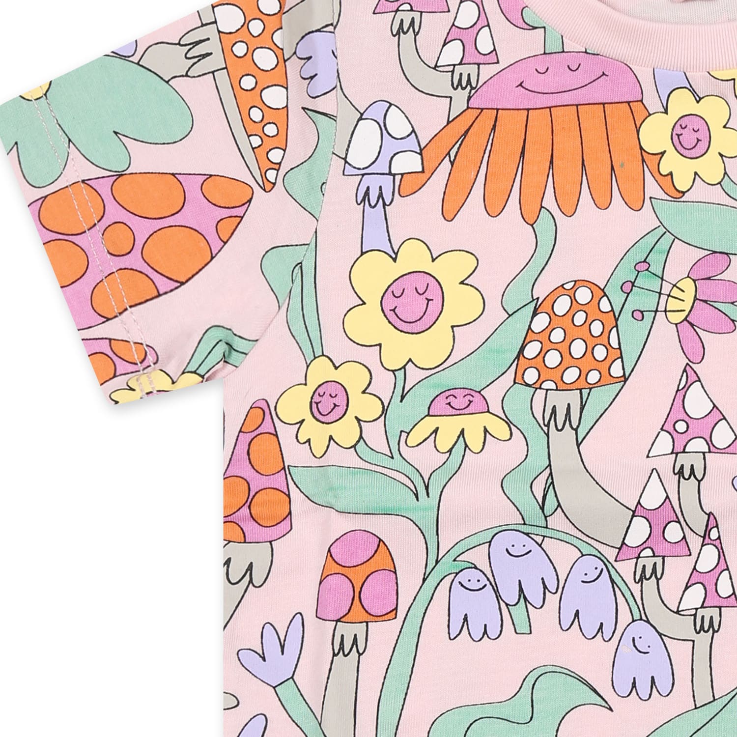 Stella Mccartney Pink T-shirt For Baby Girl With Flowers In Pink