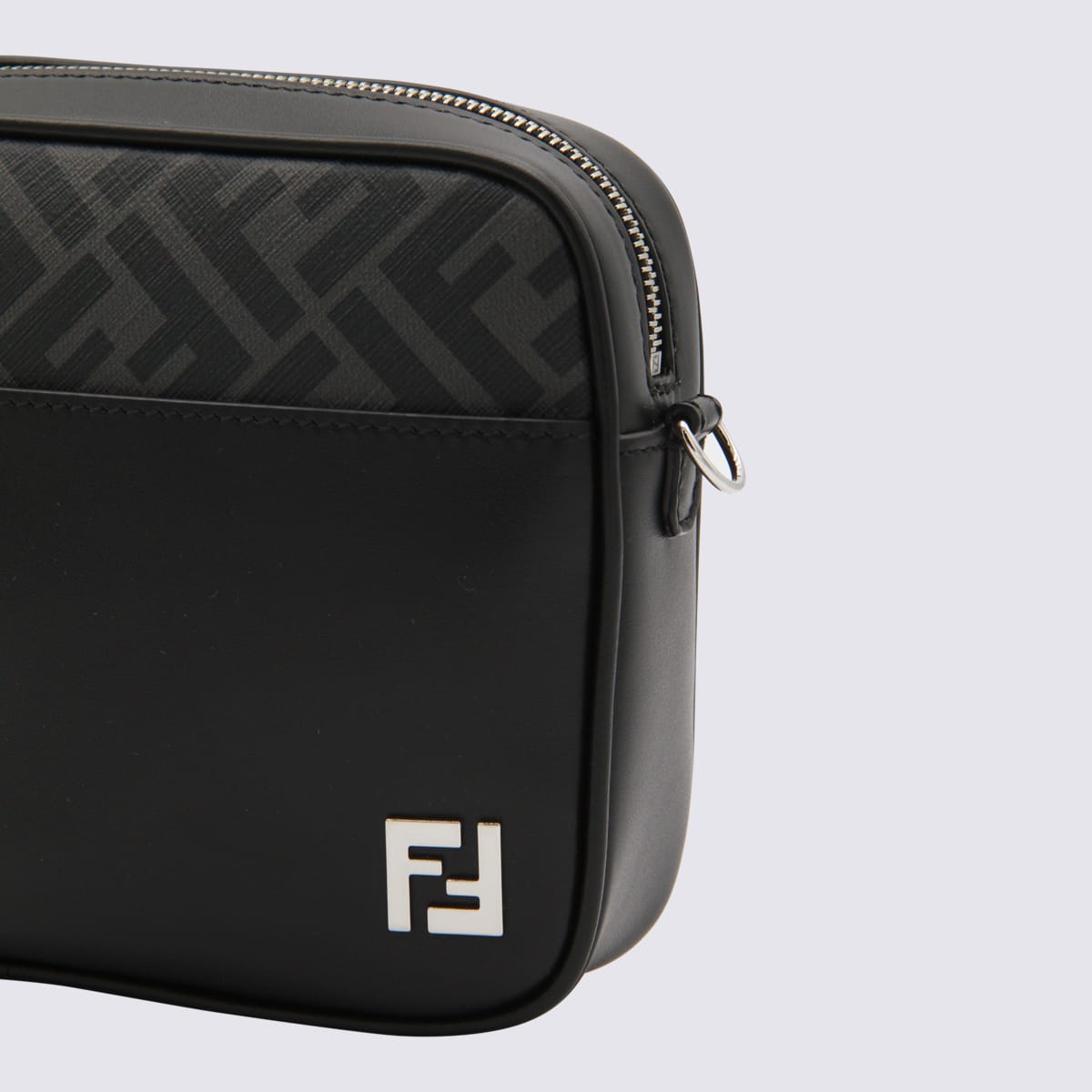 Fendi Men Camera Case Squared Ff Crossbody Bag In Black
