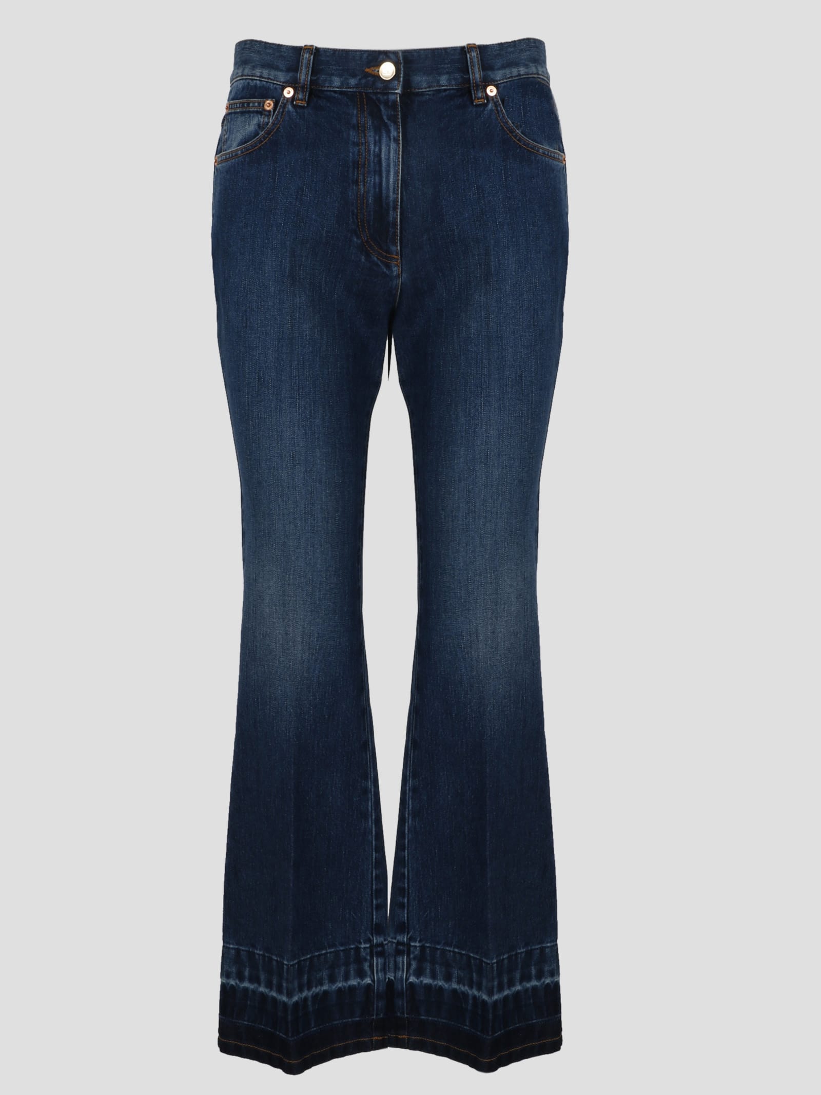 Valentino V Gold Crop Flared Jeans