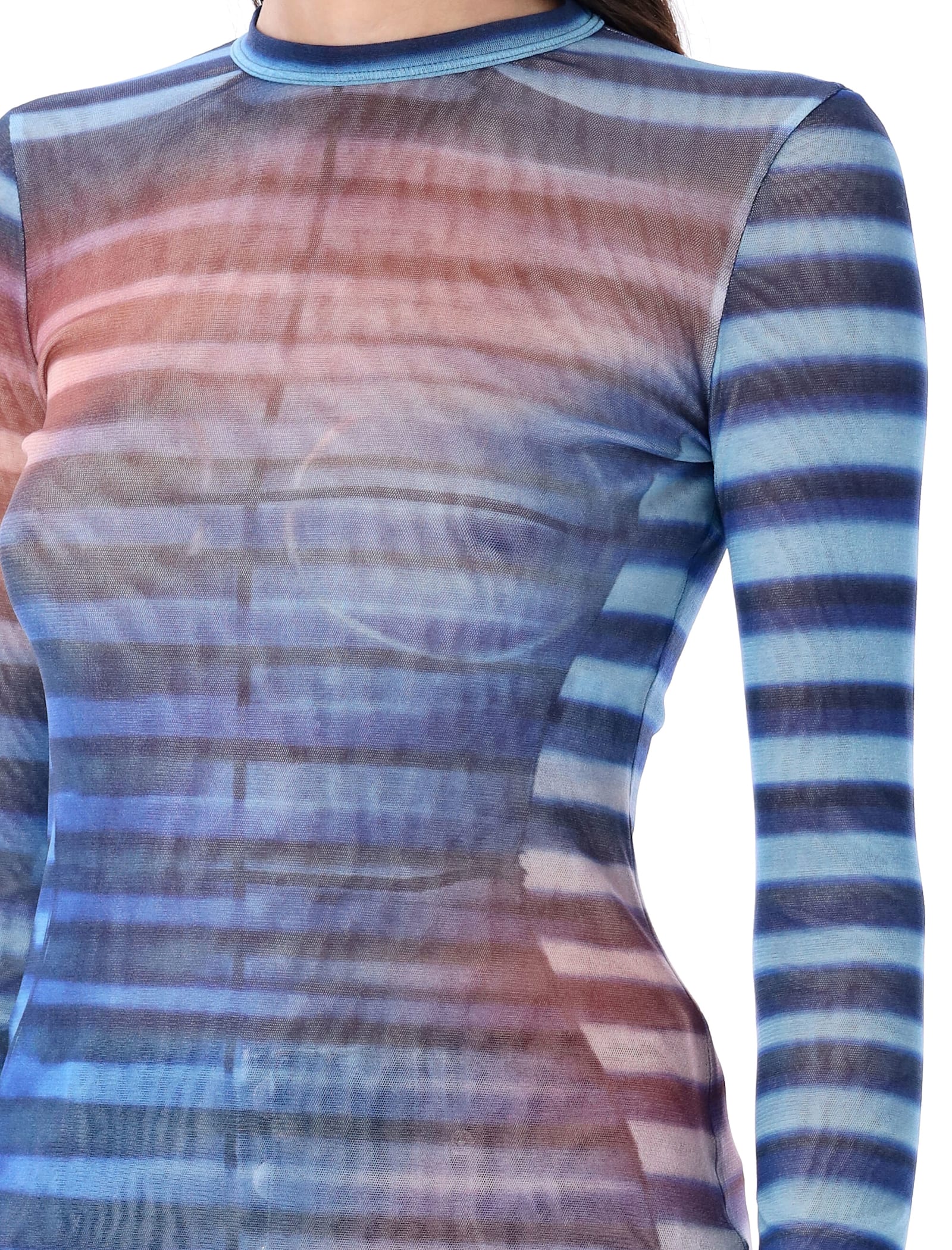 Jean Paul Gaultier Light Blue Crewneck Top In Multi