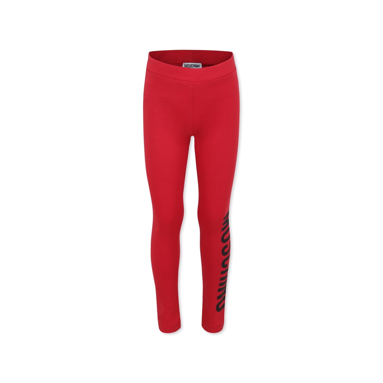 Moschino Kids' Red Leggings For Girl With Logo