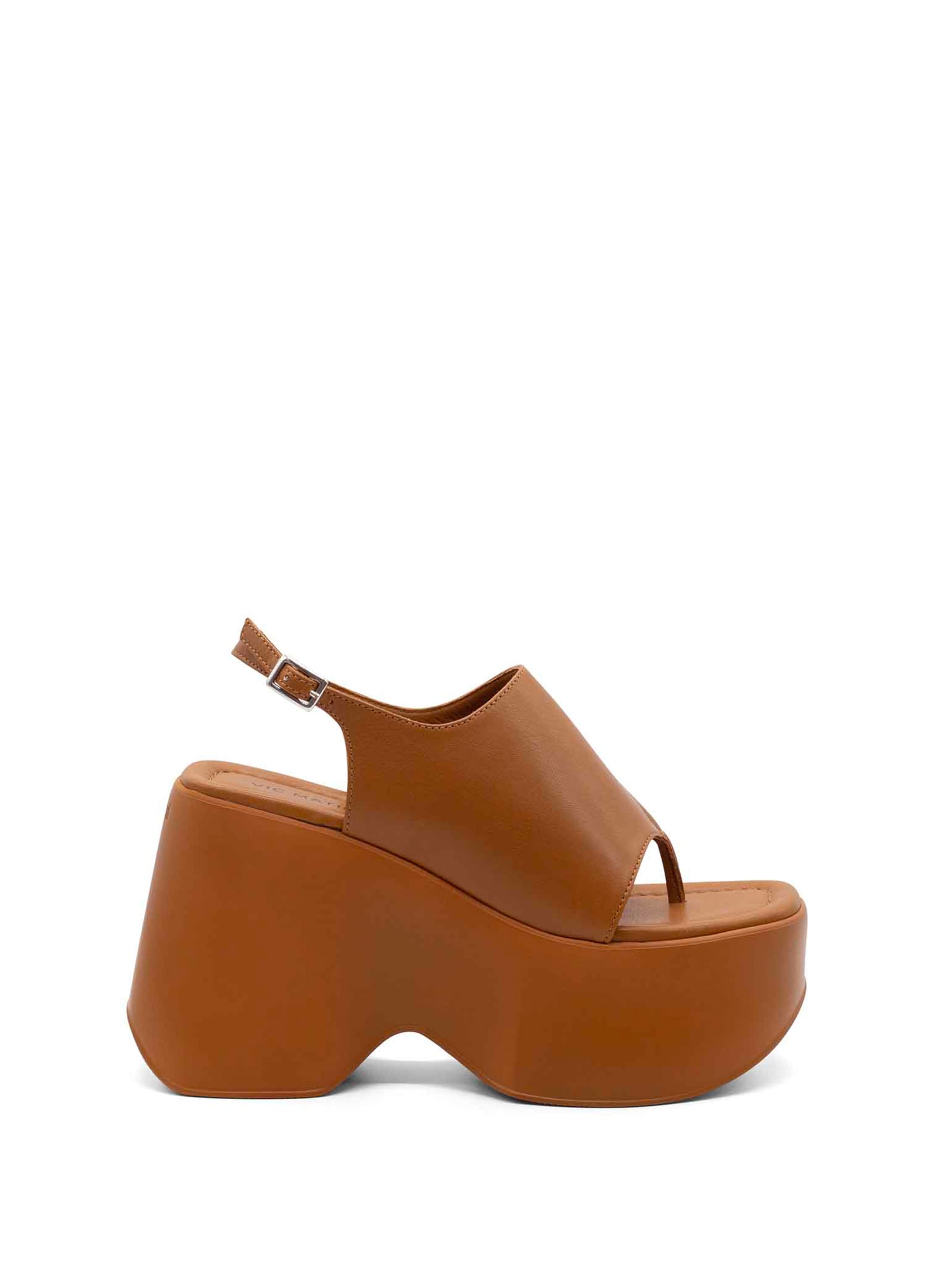 Vic Matié Tobacco Leather Flip-flops With Wedge