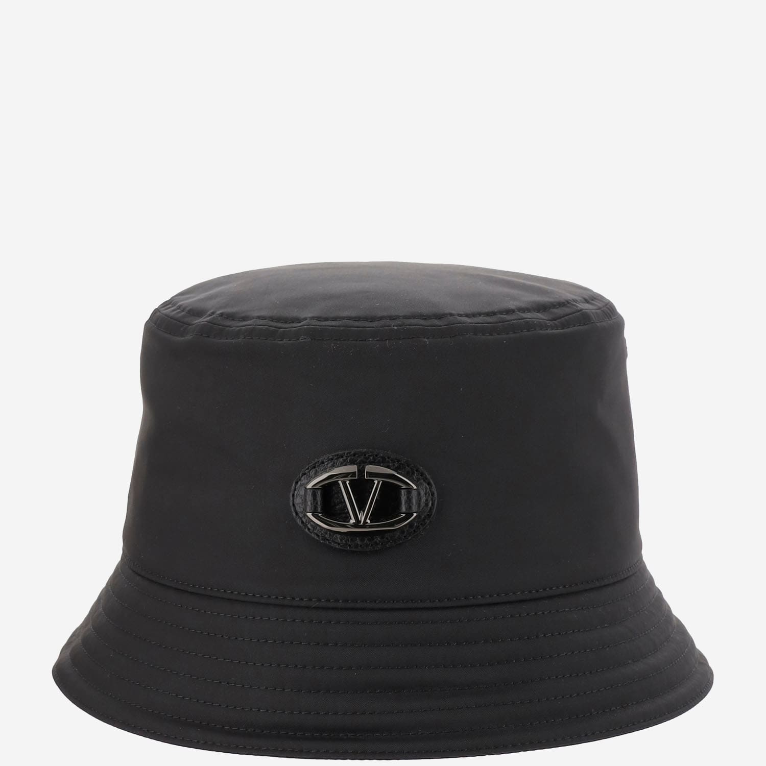 Shop Valentino Bucket Hat Made Of Stretch Nylon In Black