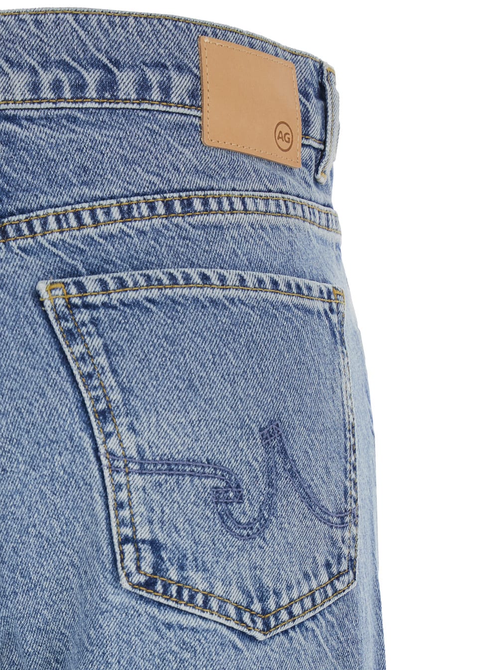 AG PADUA BLUE FLARED JEANS WITH LOGO PATCH ON THE REAR IN DENIM WOMAN