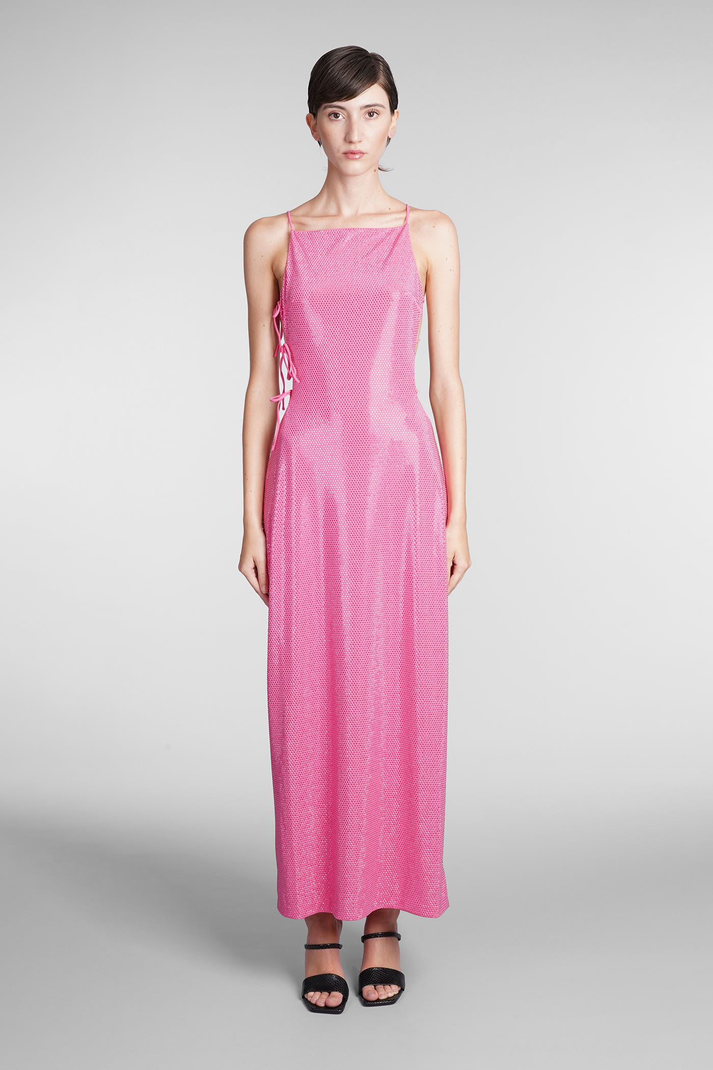 Cult Gaia Chantal Gown Dress In Rose-pink Nylon