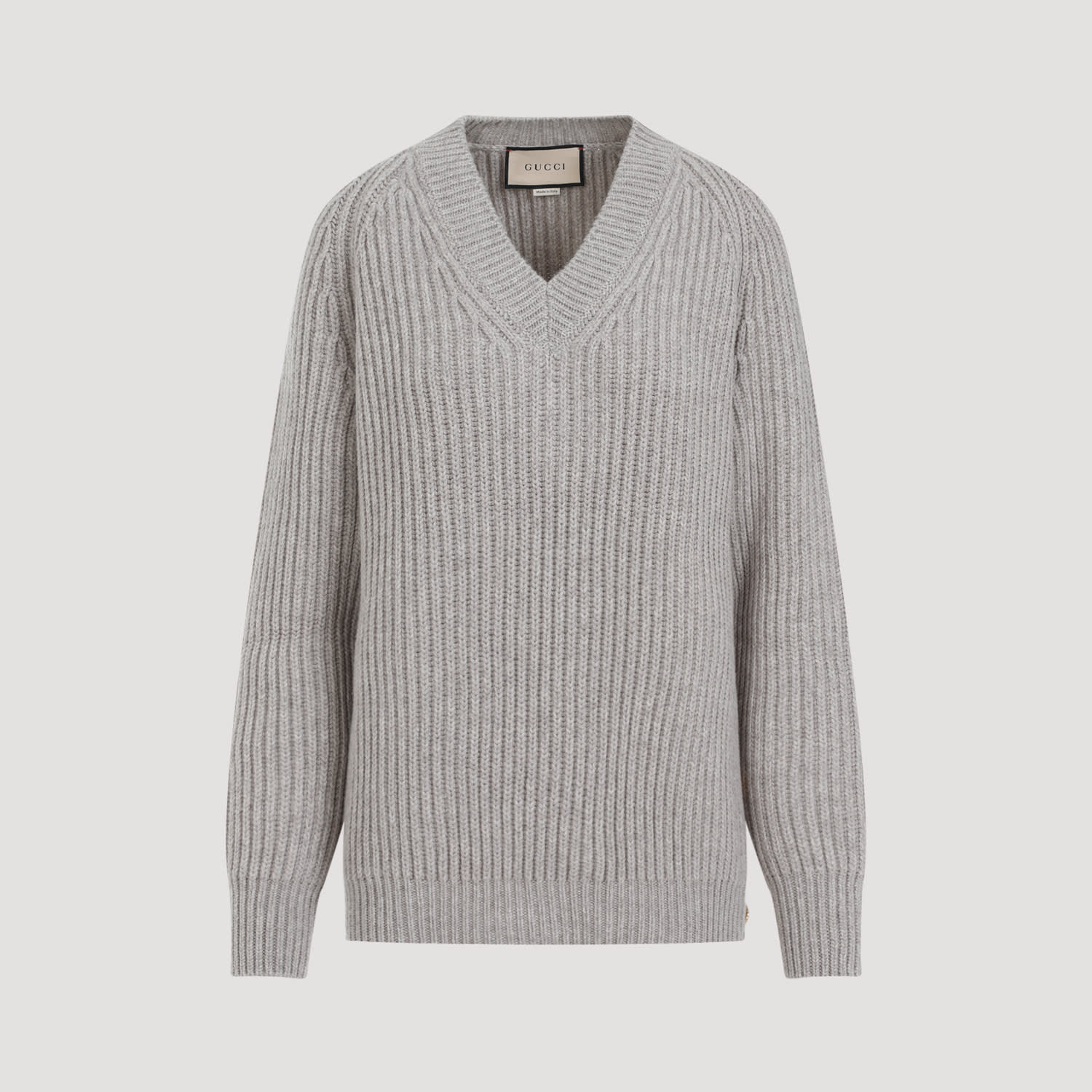 Shop Gucci Ribbed Wool-cashmere Sweater In Warm Grey