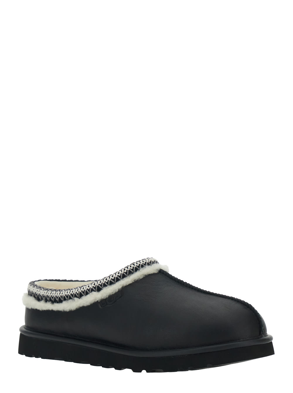Ugg Round Toe Flat Sole Embroidered Sandals In Black