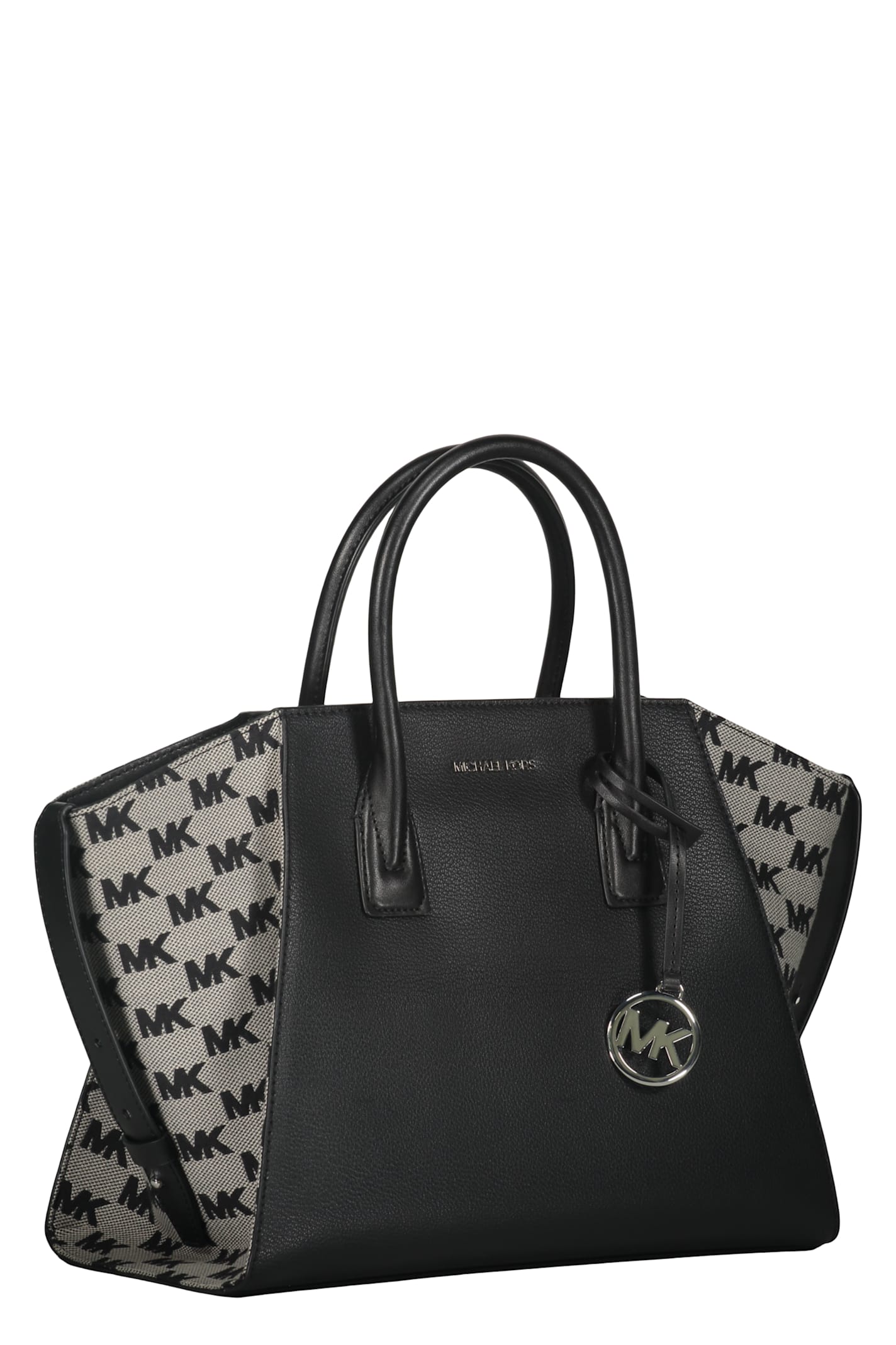 Michael Kors Leather And Fabric Bag In Black
