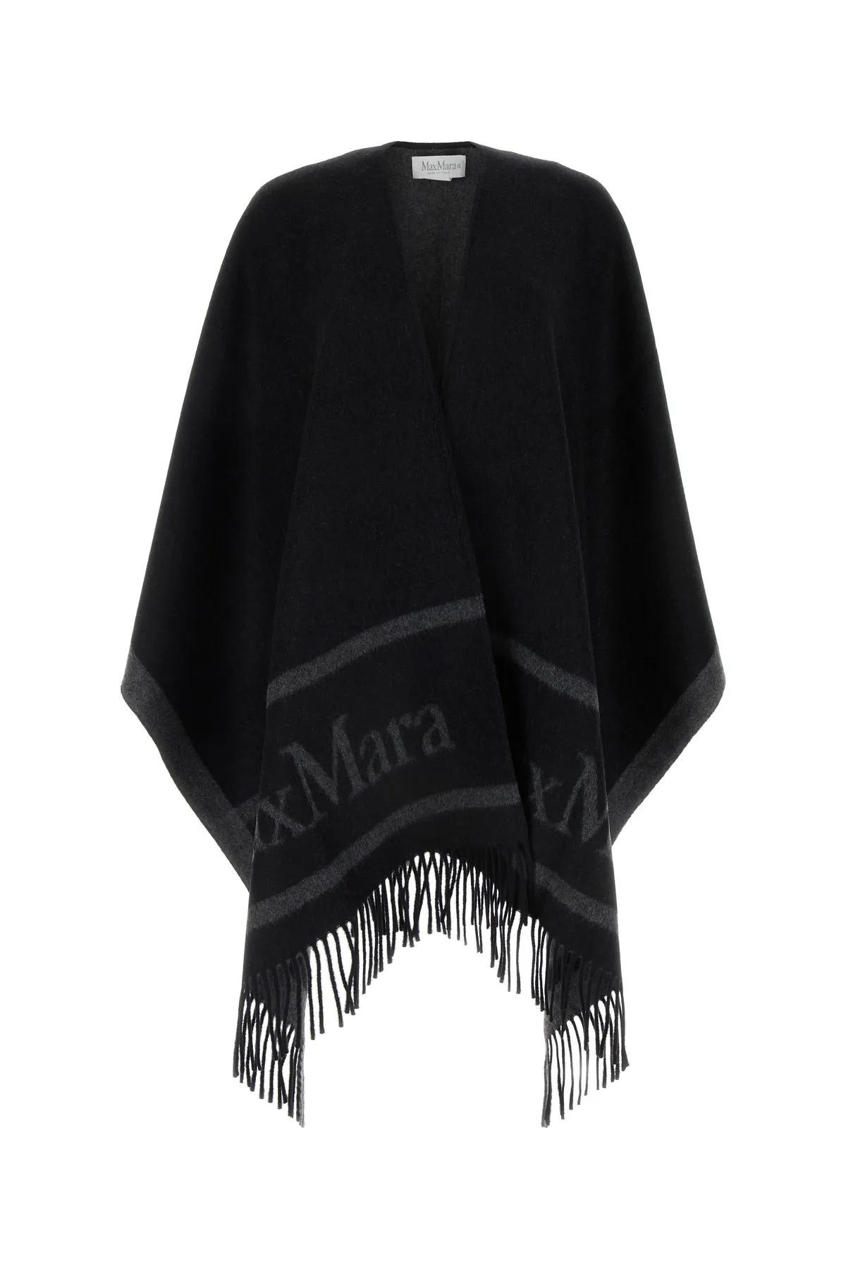 Shop Max Mara Wool Hilde Cape In Black