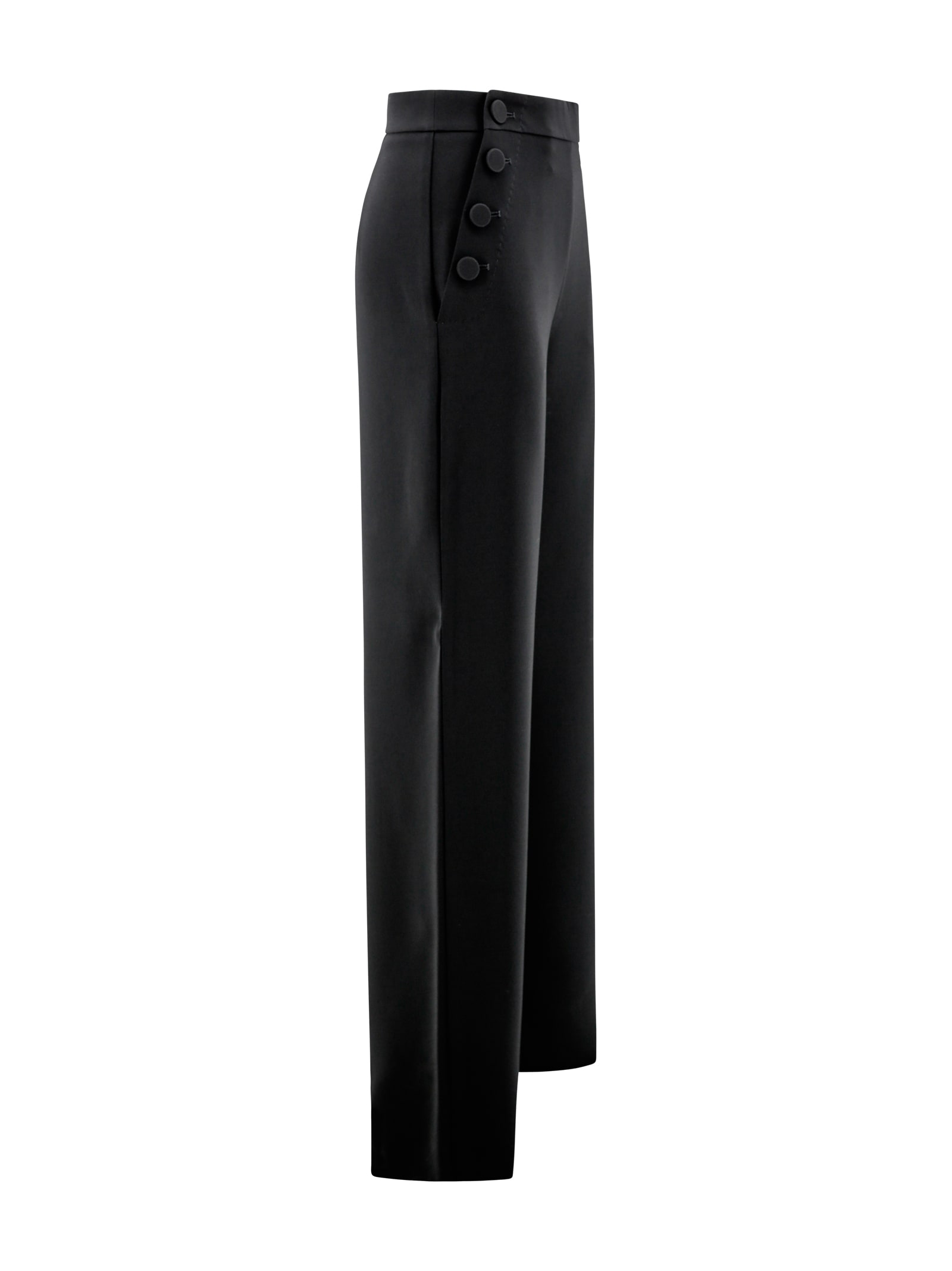 Max Mara Midnight Blue Stretch Cotton Orche Wide-leg Pant In Nero