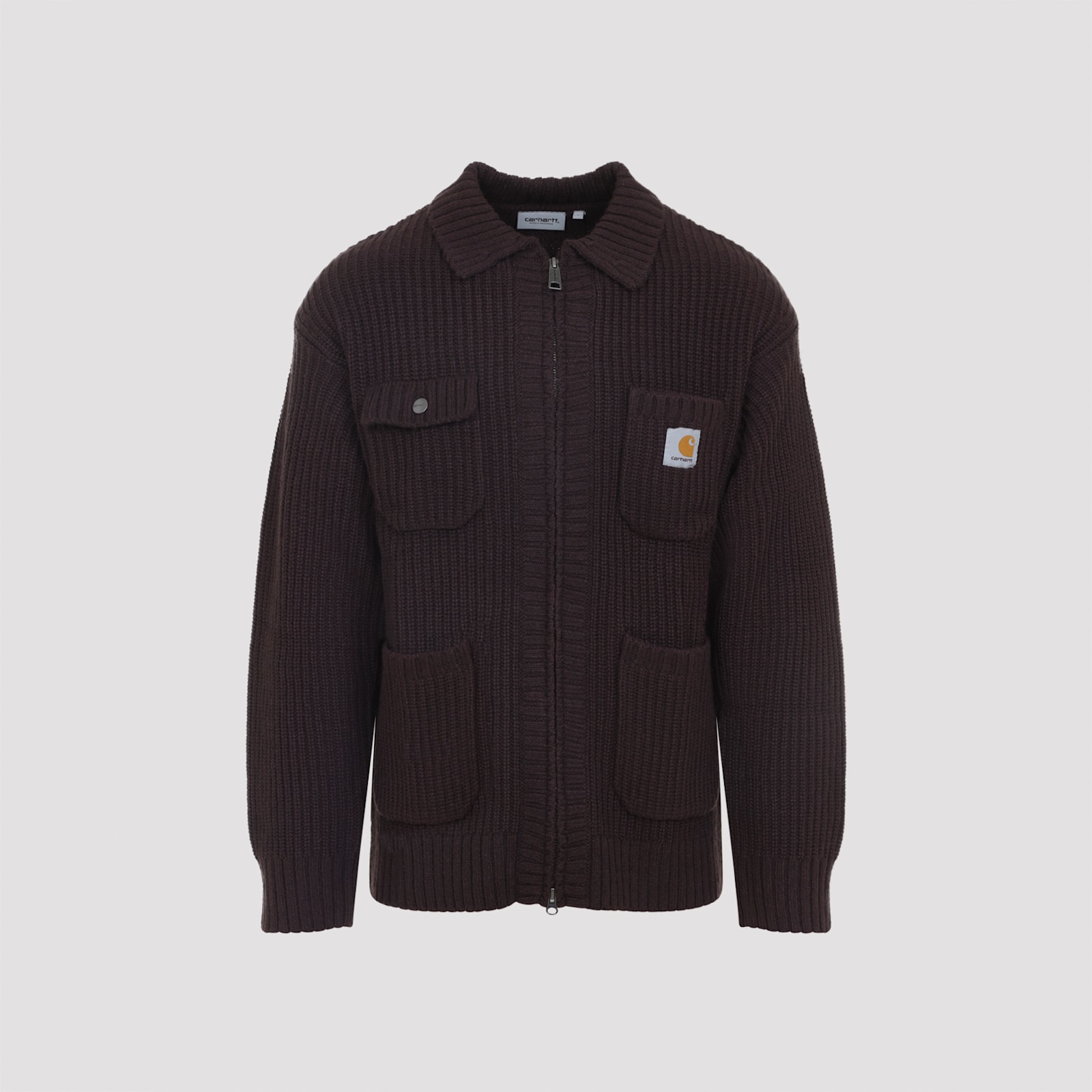 Carhartt Knit Jacket With Collared Design And Pockets In Animal Print