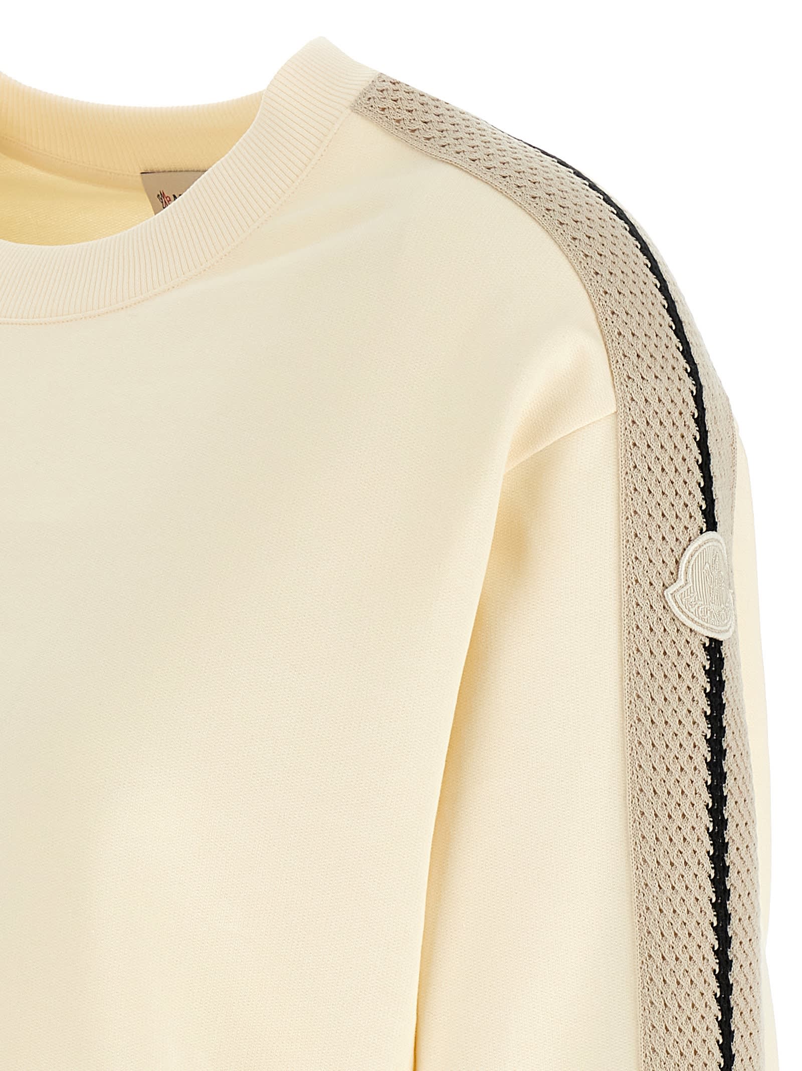 Moncler Oversized Cotton Jersey Sweatshirt With Crochet Detailing In White