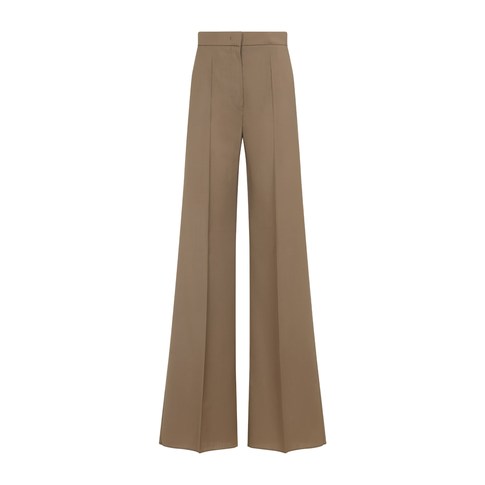 Max Mara Wool High Waist Wide-leg Trousers In Brown
