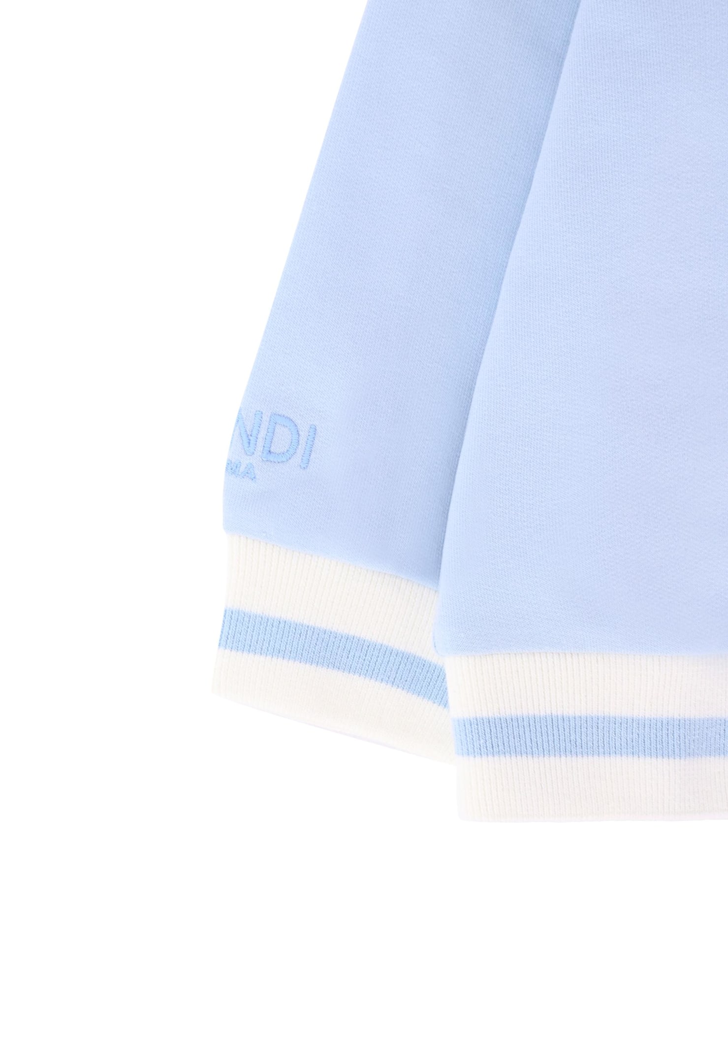 Fendi Light Blue Sweatshirt For Baby Boy With Teddy Bear In Blue
