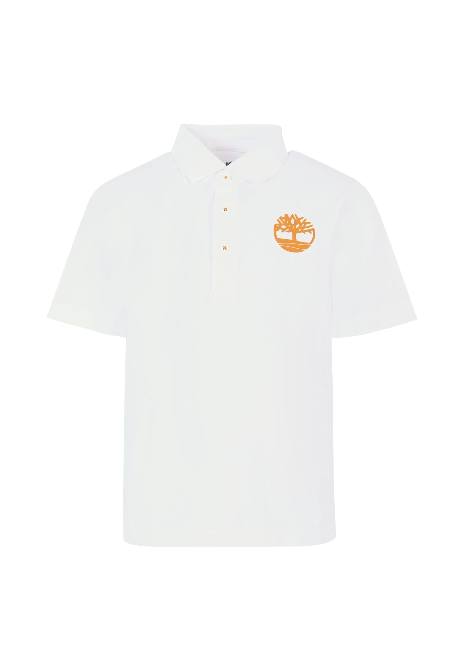 Timberland White Polo Shirt For Boy With Logo In White