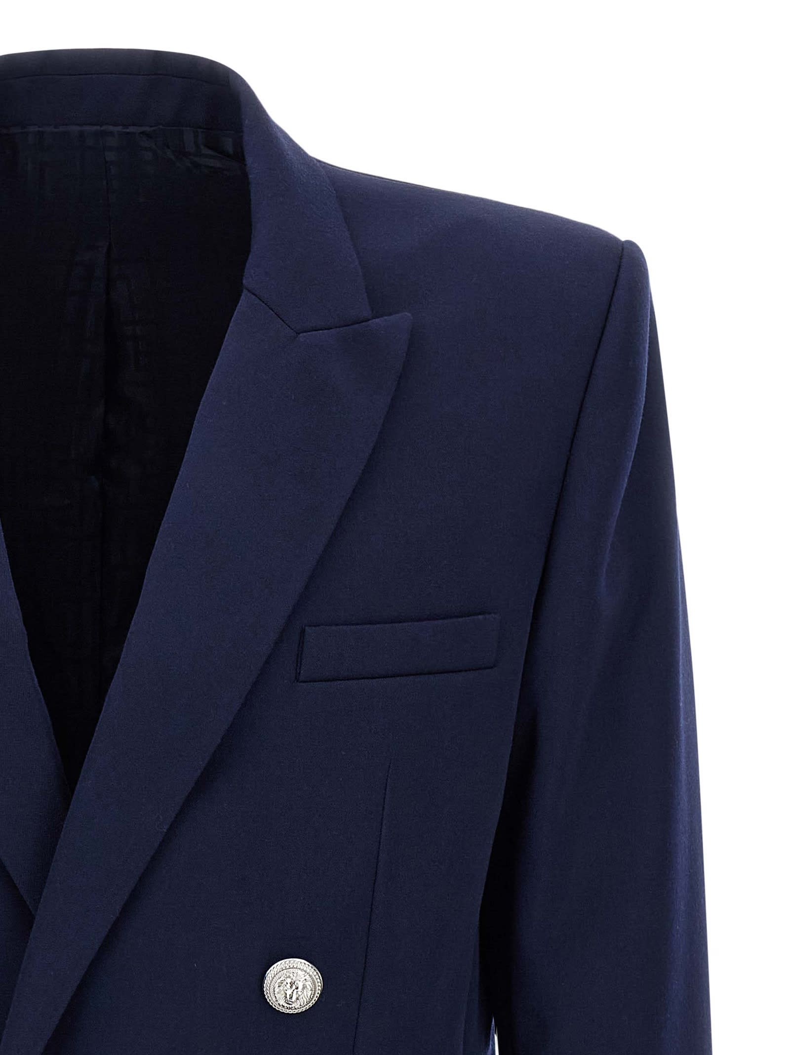 Balmain Blazer Double-breasted Silver Buttons In Blue