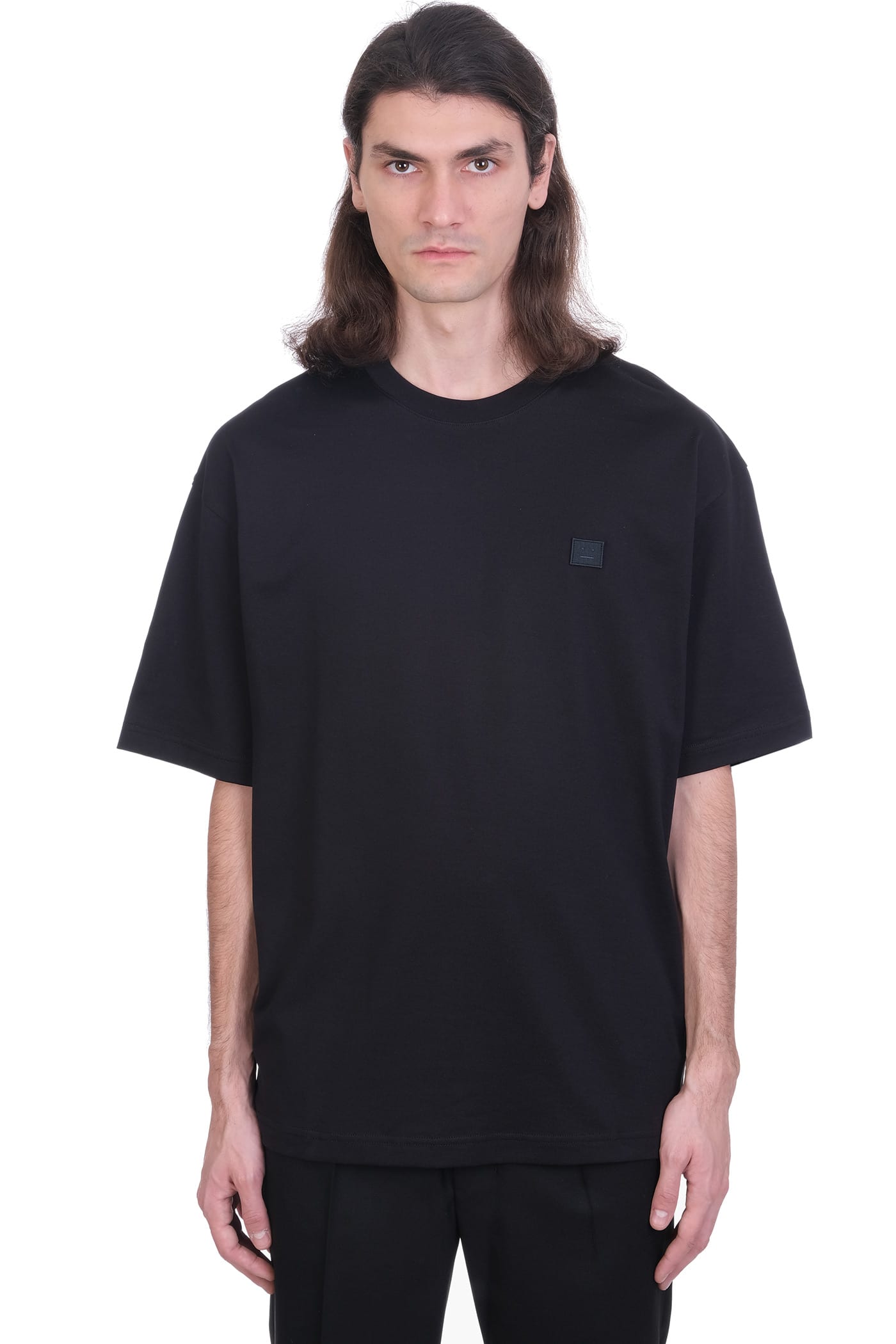 Acne Studios Exford Face T-shirt In Black Cotton