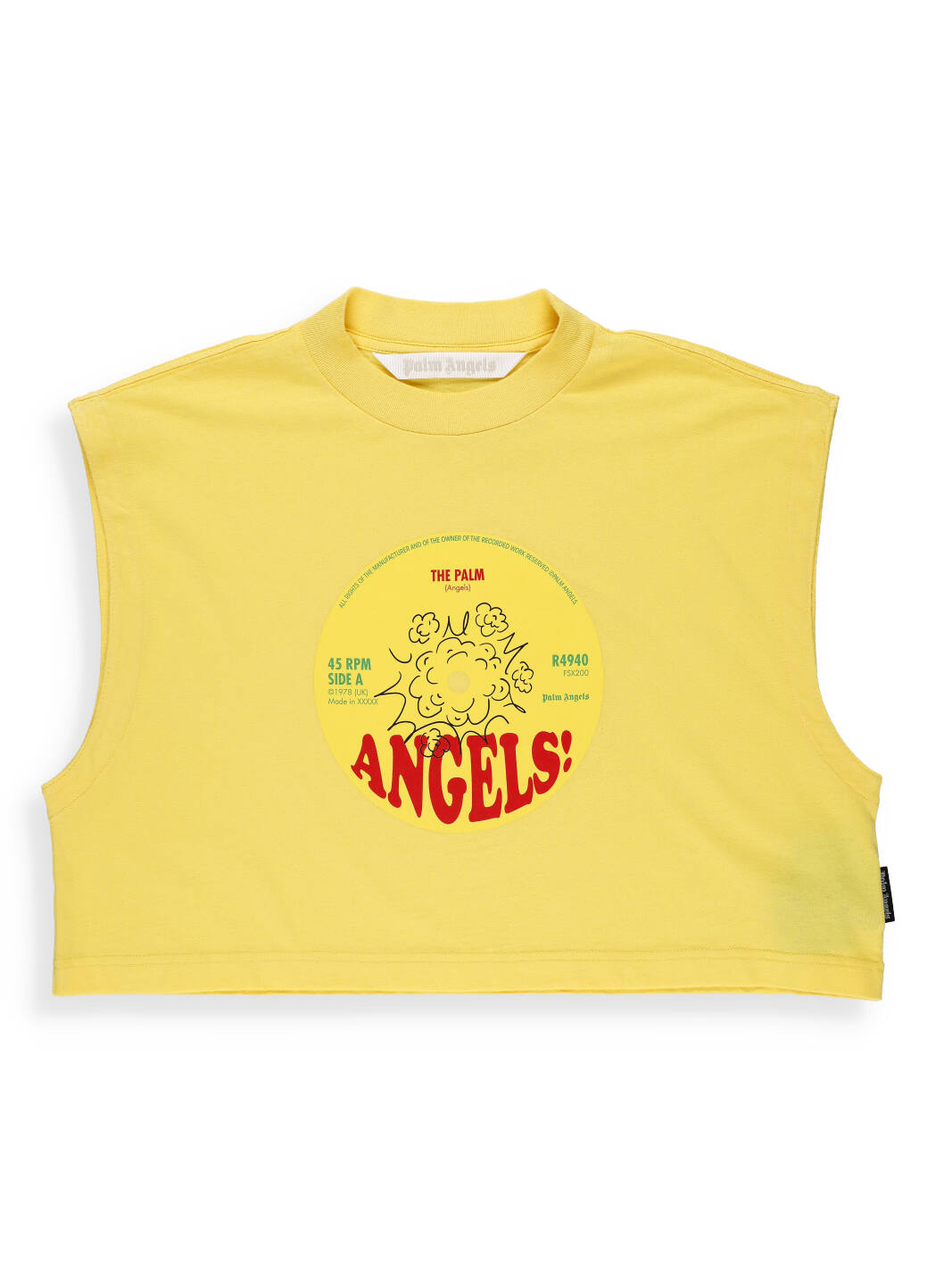 PALM ANGELS COTTON CROPPED T-SHIRT,PWAA038S21JER002 PA RECORDS ANGELS MUSCLE1825