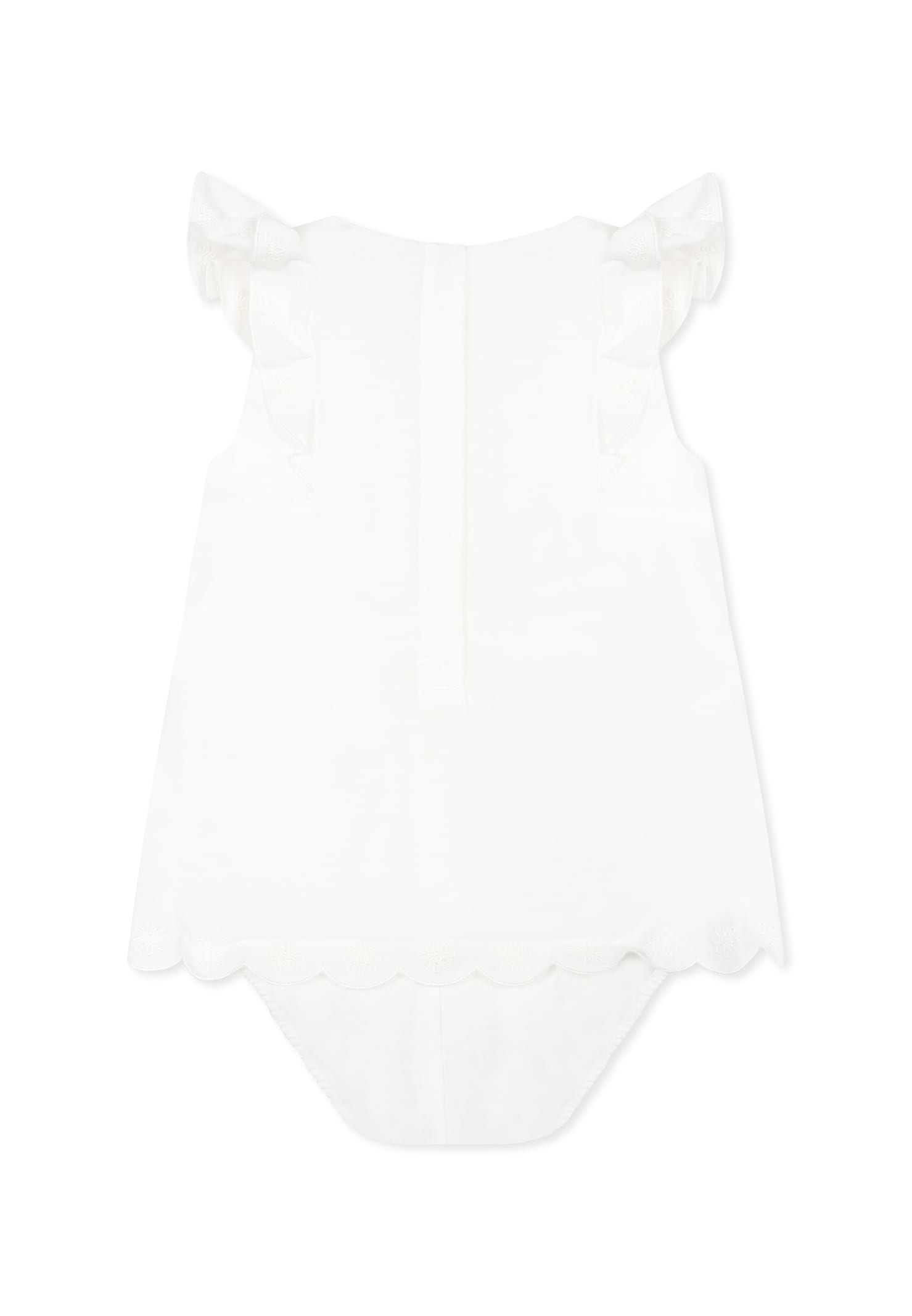 Shop Chloé White Romper For Baby Girl With Logo