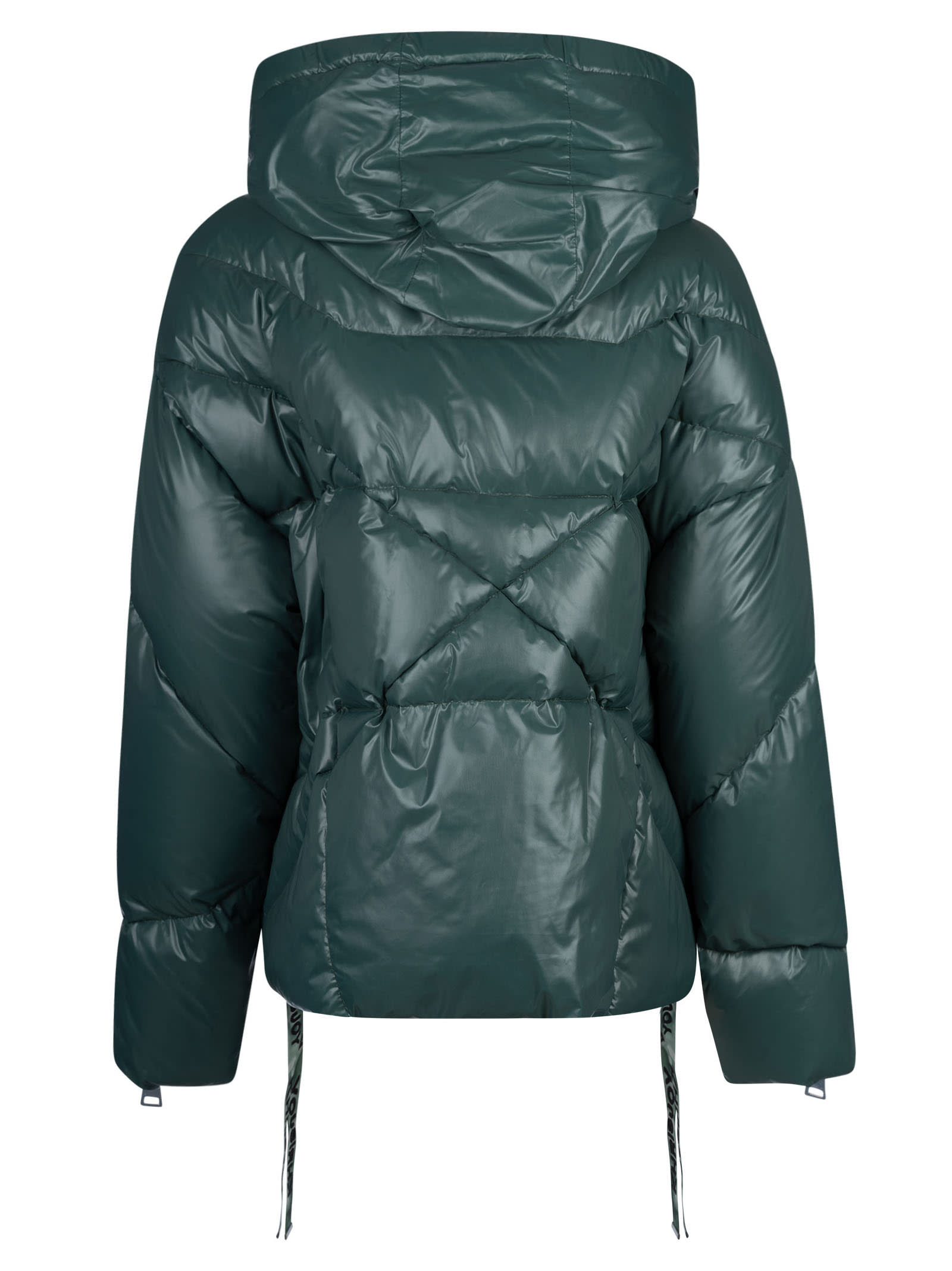 Shop Khrisjoy Iconic Shiny Puffer Jacket In Forest Green