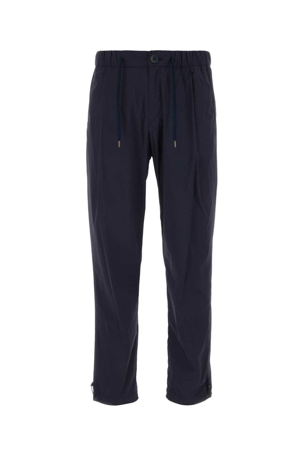 Shop Herno Mid-rise Tapered Drawstring Trousers In Blue
