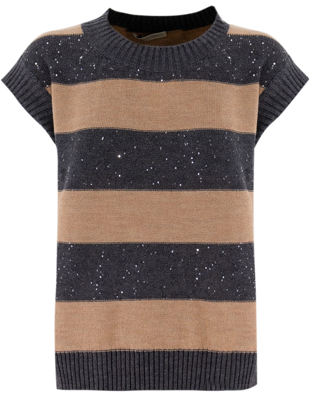 Shop Le Tricot Perugia Shirt In Dark Grey Camel Dark Grei Paillettes