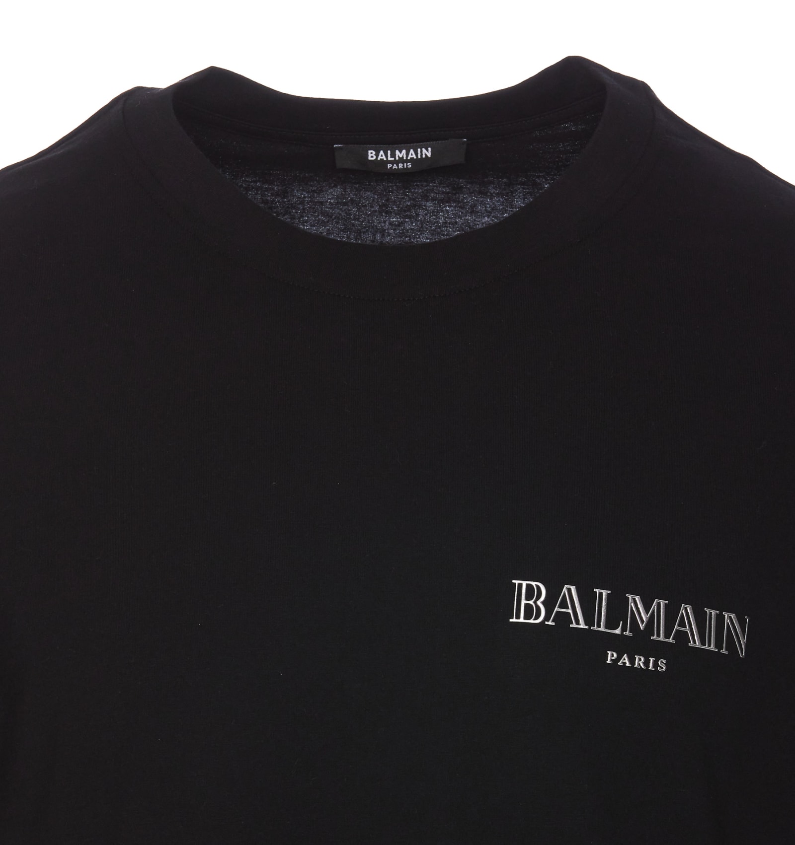 Shop Balmain Logo T-shirt In Black