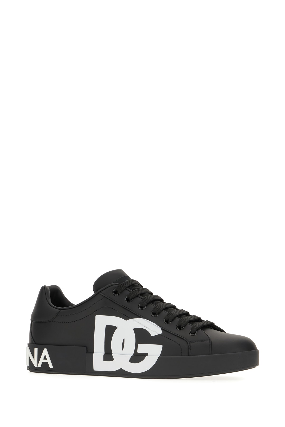 Shop Dolce & Gabbana Black Leather Portofino Sneakers In 8b956