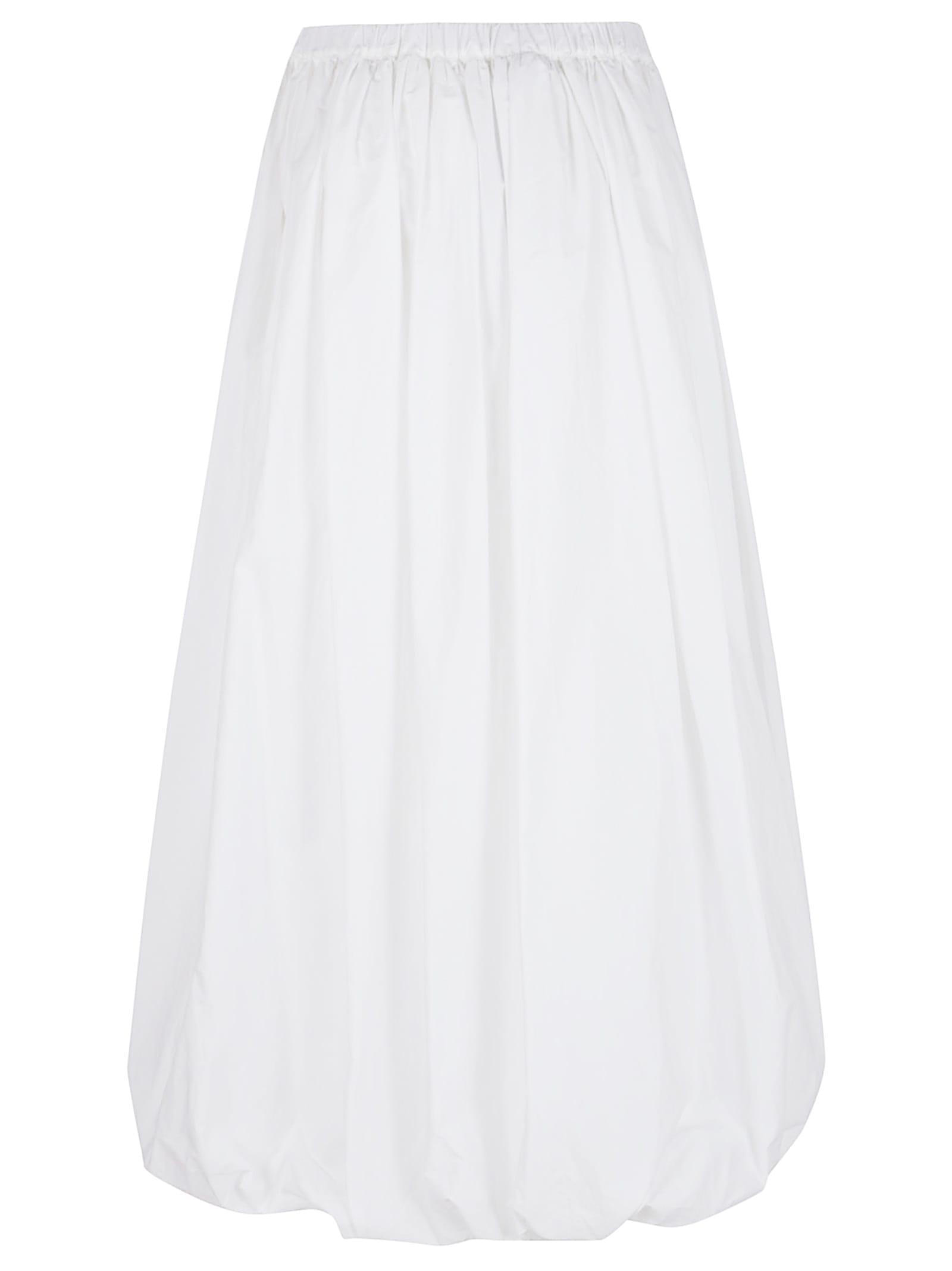 Pinko Voluminous White Cotton Skirt With Gathered Waist In Bianco Brill.