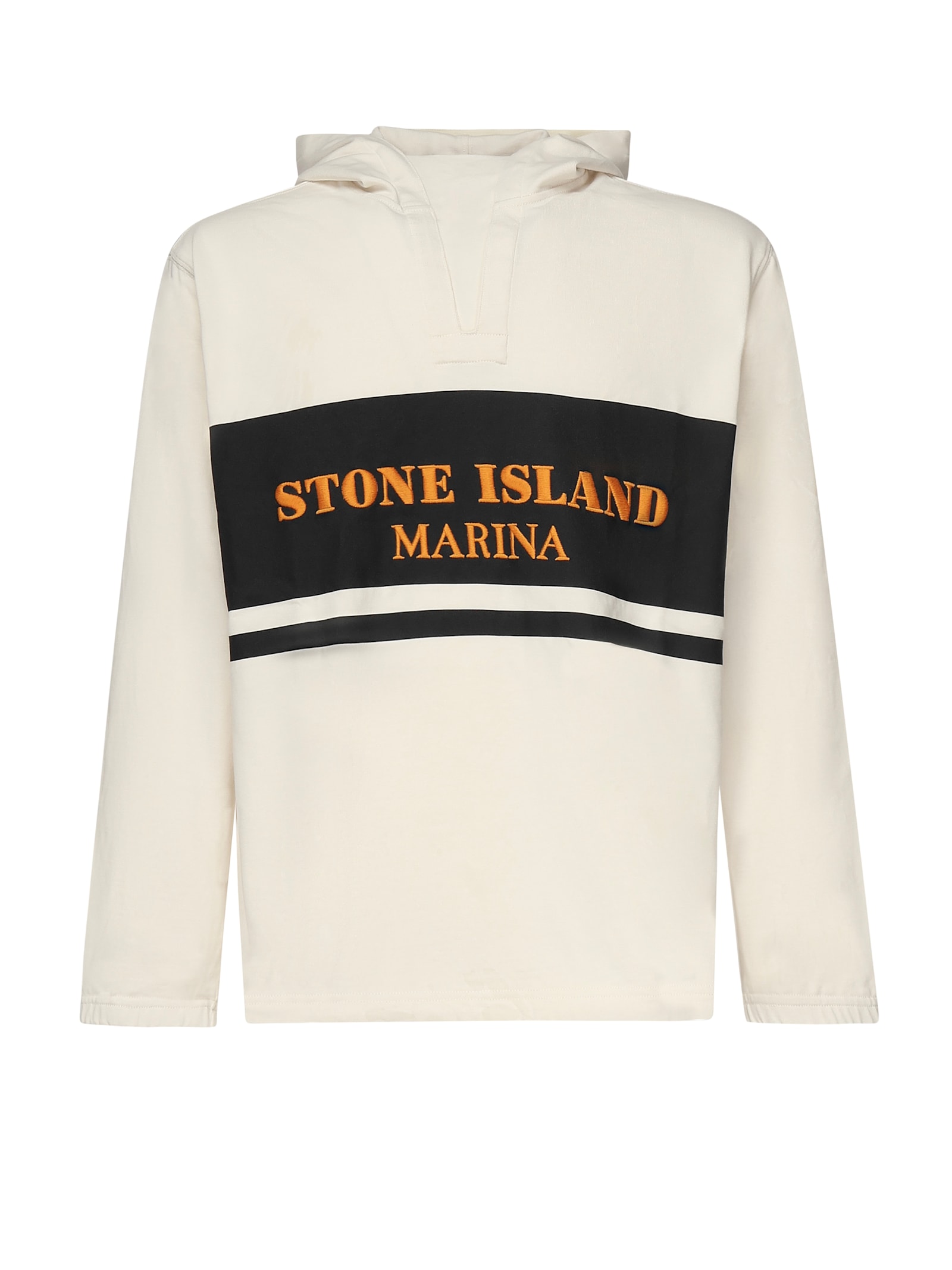 Striped And Logo Hoodie