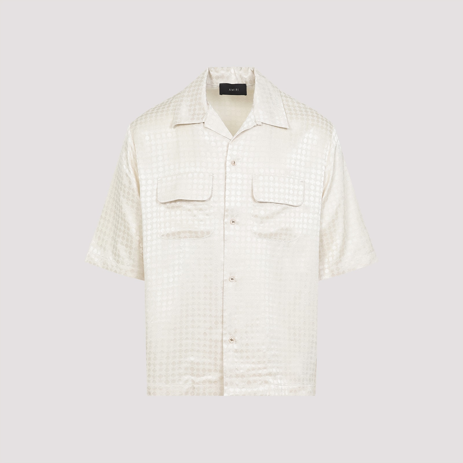 Amiri Embroidered Satin Shirt With Chest Pockets In White