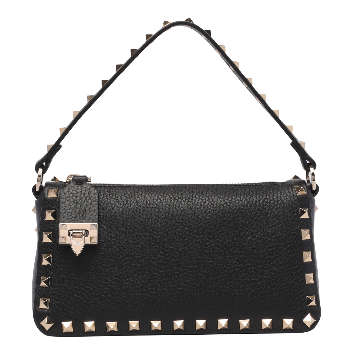 Shop Valentino Small Rockstud Shoulder Bag In Black