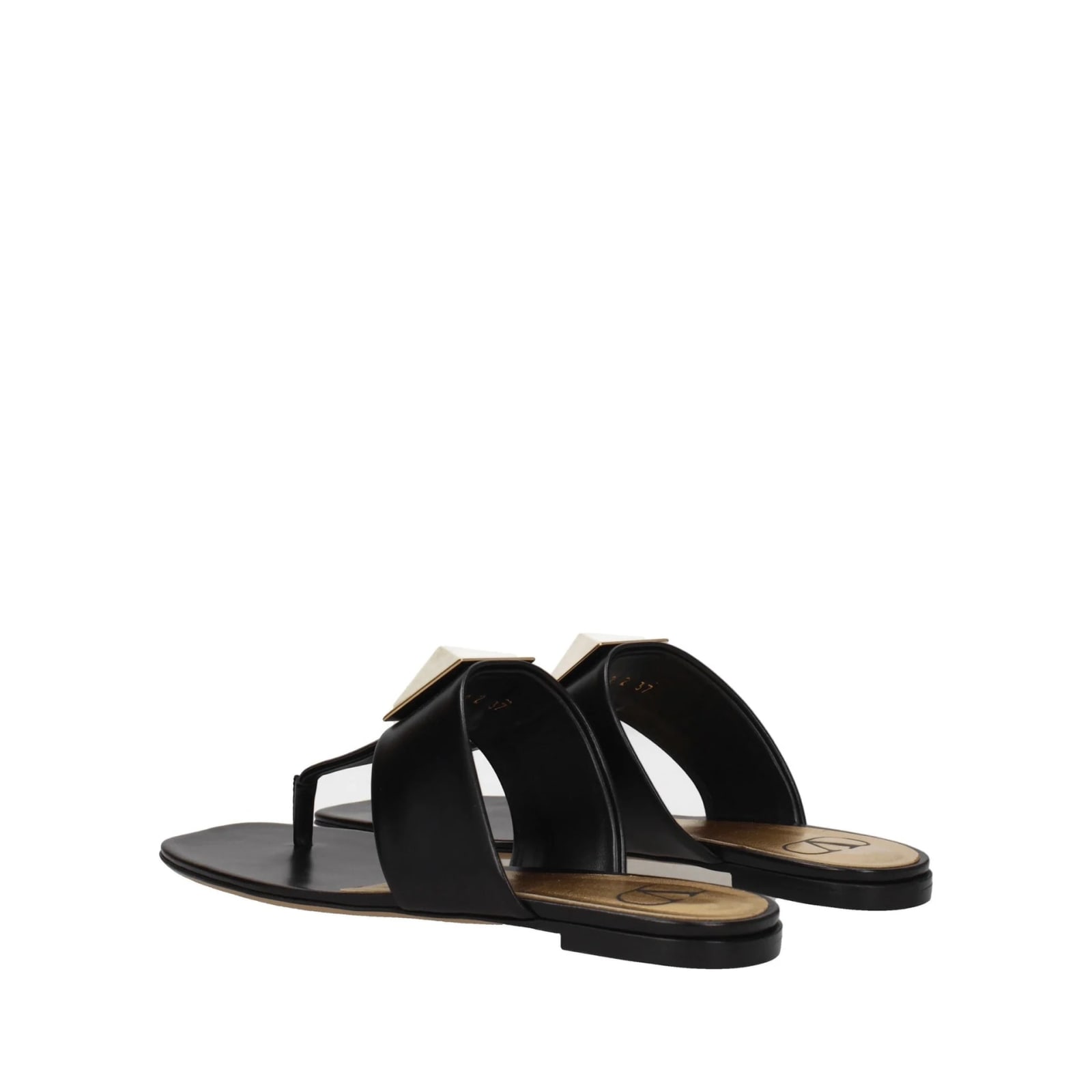 Shop Valentino Garavani One Stud Leather Thong Sandals In Black