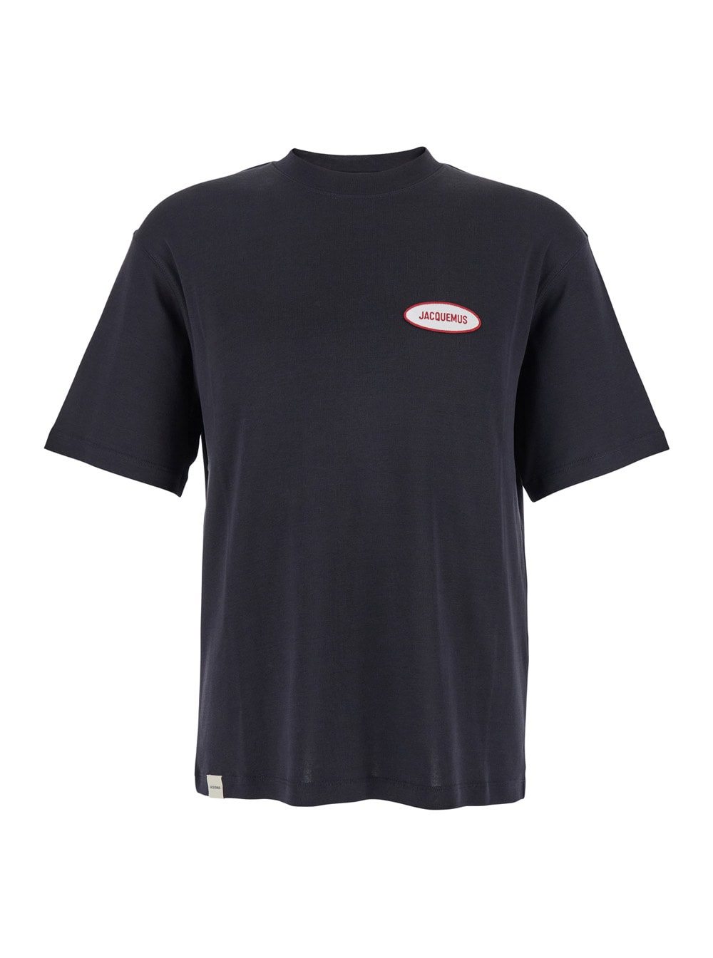 le T-shirt Stazione Blu Crewneck T-shirt With Logo Patch On The Front In Cotton Jersey Man