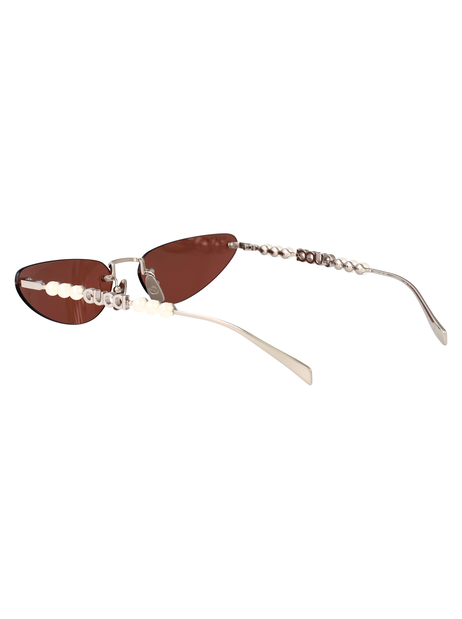 Gucci Silver-silver-brown Metal Sunglasses