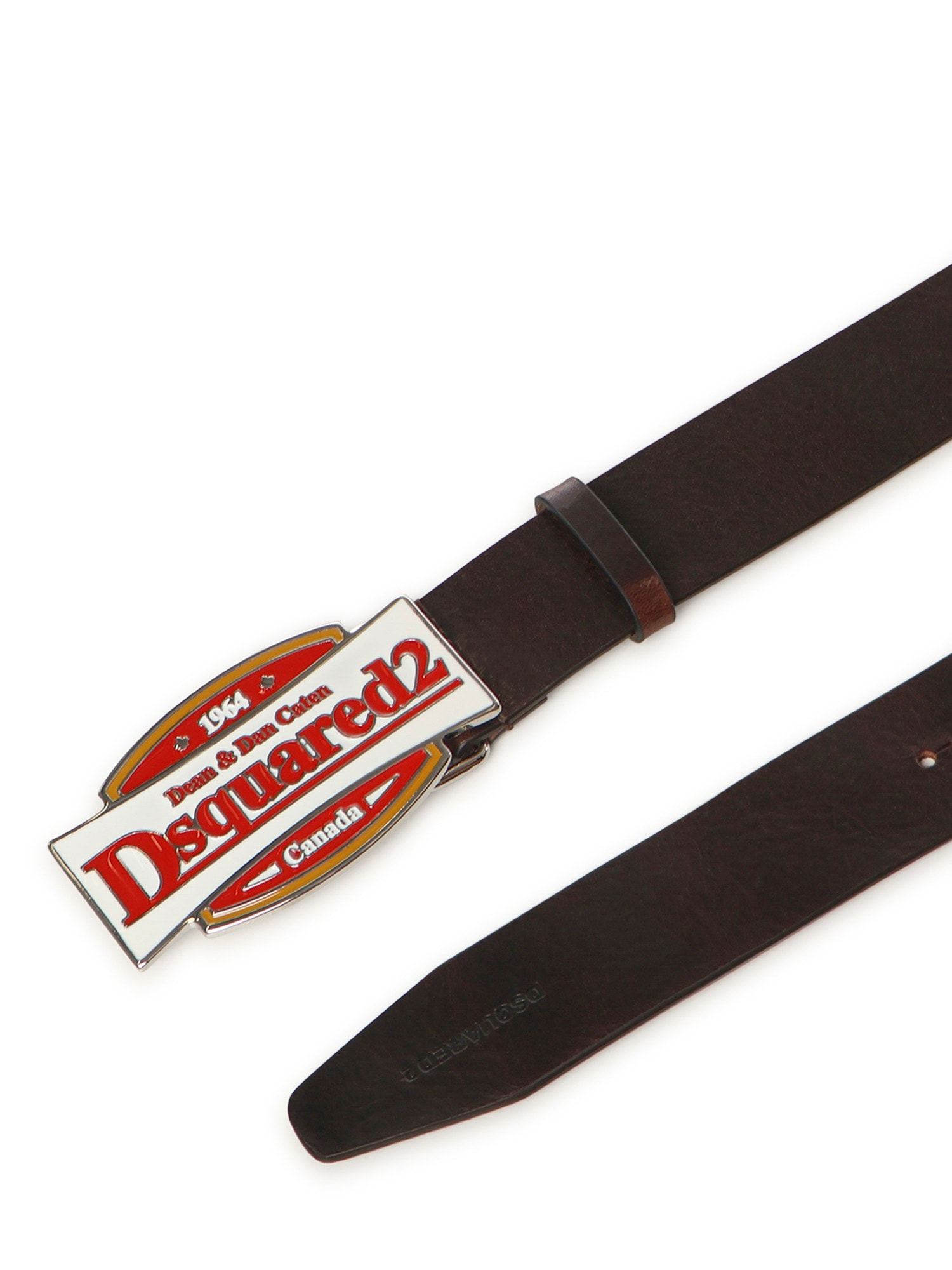 Dsquared2 Belt With Logo Plaque In Brown