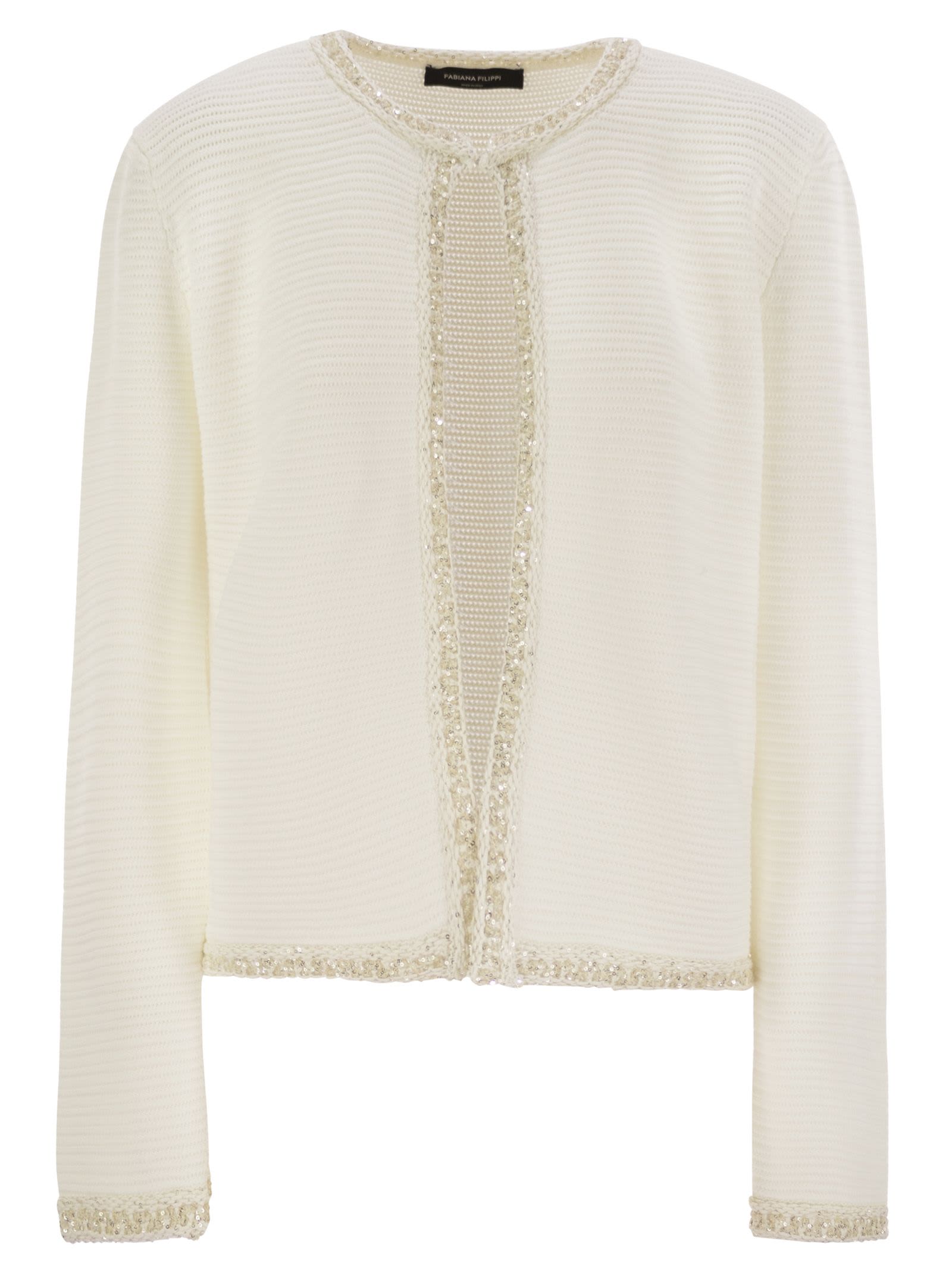 Fabiana Filippi Sequin Embellished Tweed Cropped Jacket