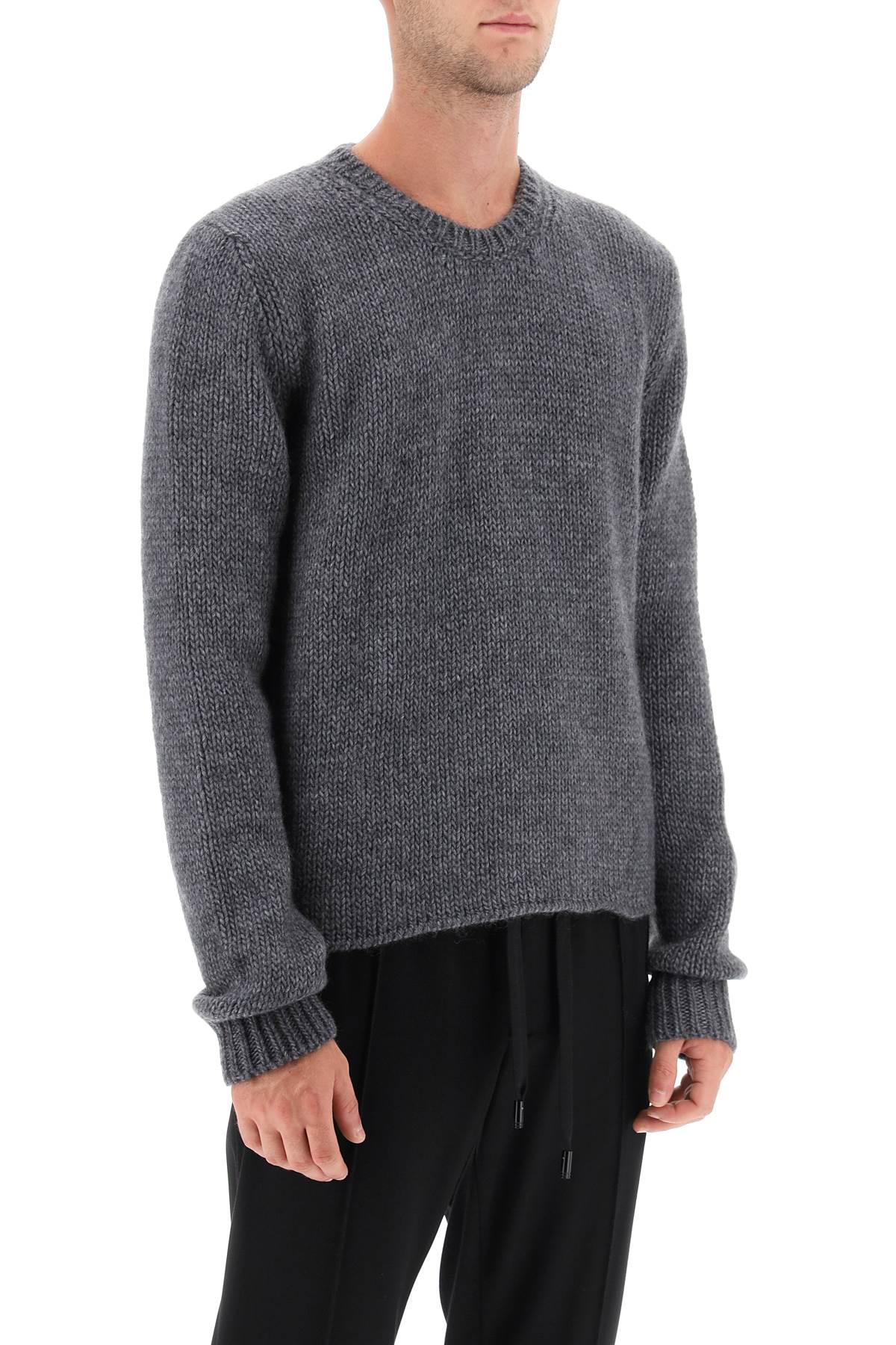 Shop Dolce & Gabbana Wool And Alpaca Sweater In Canna Di Fucile Scur (grey)