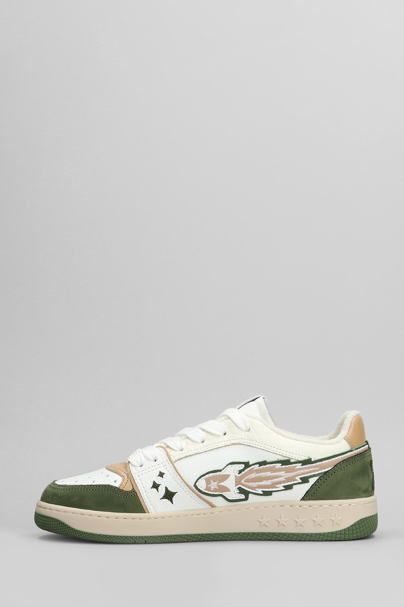 Shop Enterprise Japan Egg Rocket Sneakers In White Leather