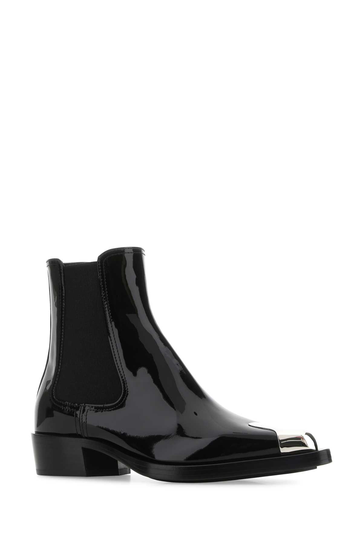 Shop Alexander Mcqueen Black Leather Ankle Boots In 1081