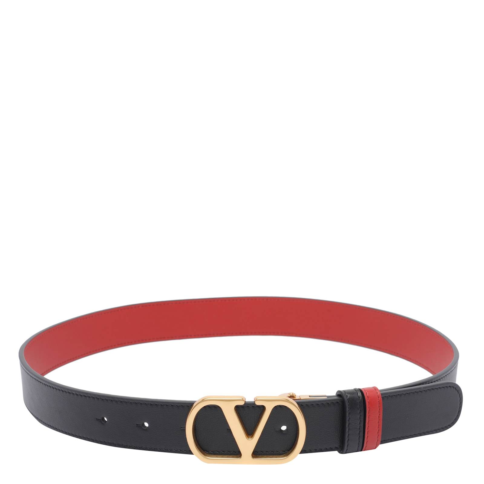 Valentino Vlogo Signature Reversible Shiny Calfskin Belt 30 Mm In Black