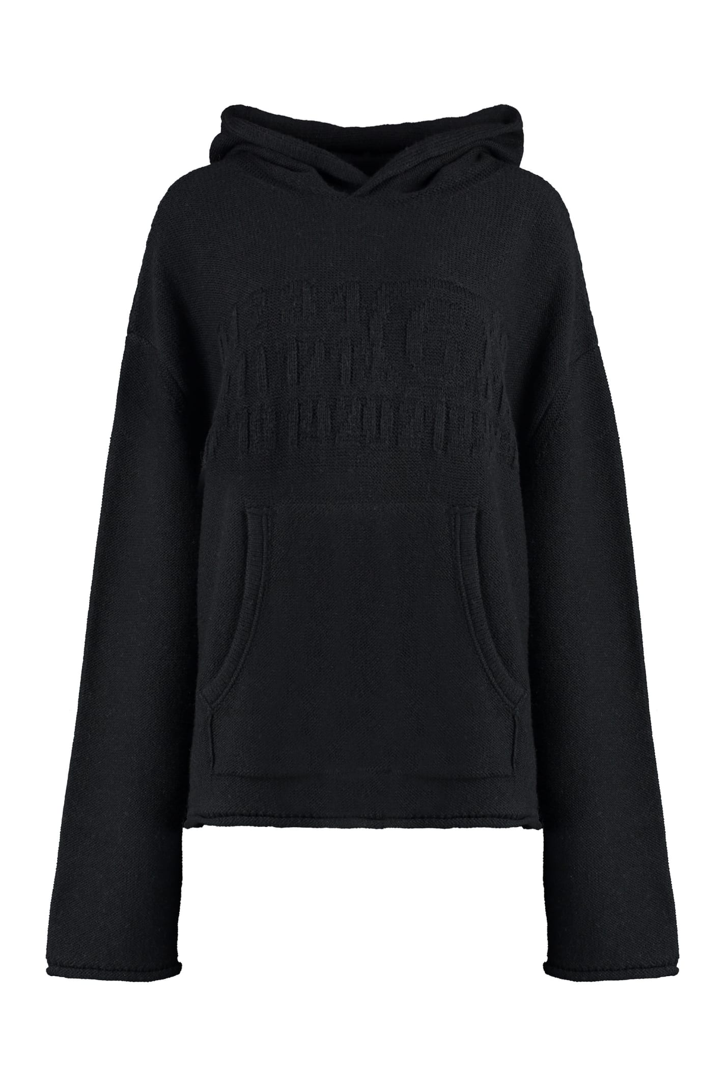 Shop Mm6 Maison Margiela Knitted Hoodie In Black