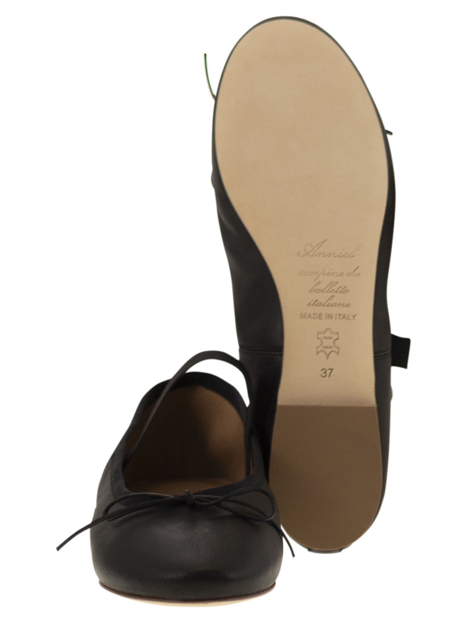 Shop Anniel Leather Ballerina And Elastic Band