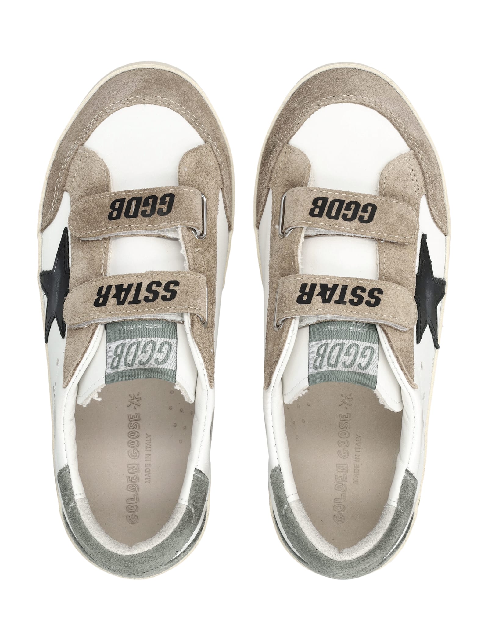 Golden Goose Kids Old School White And Black Star Sneakers In Multi